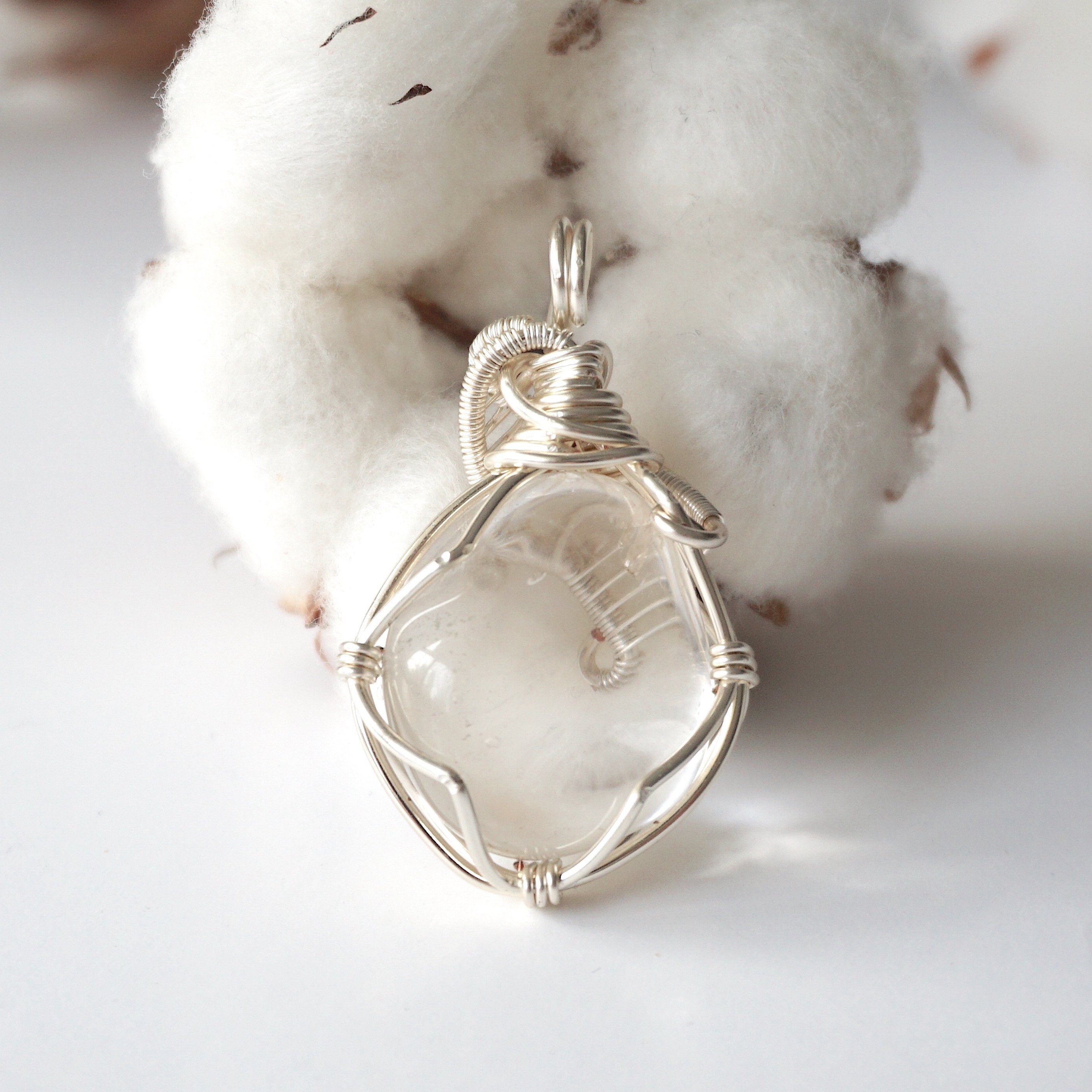 Rock Crystal Silver Pendant Necklace - Clear Quartz Healing Stone Jewelry for Women, Gift for Her | Spiritual Protection, Meditation & Energy Balancing
