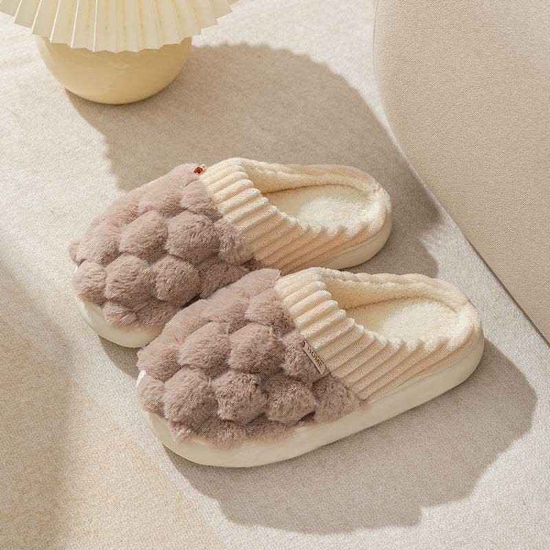 Honeycomb Fluffy Plush Slippers for Women & Men - Ultra Soft Warm Indoor House Slippers with Non-Slip Sole - Perfect for Winter, Home, Office & Lounge Wear