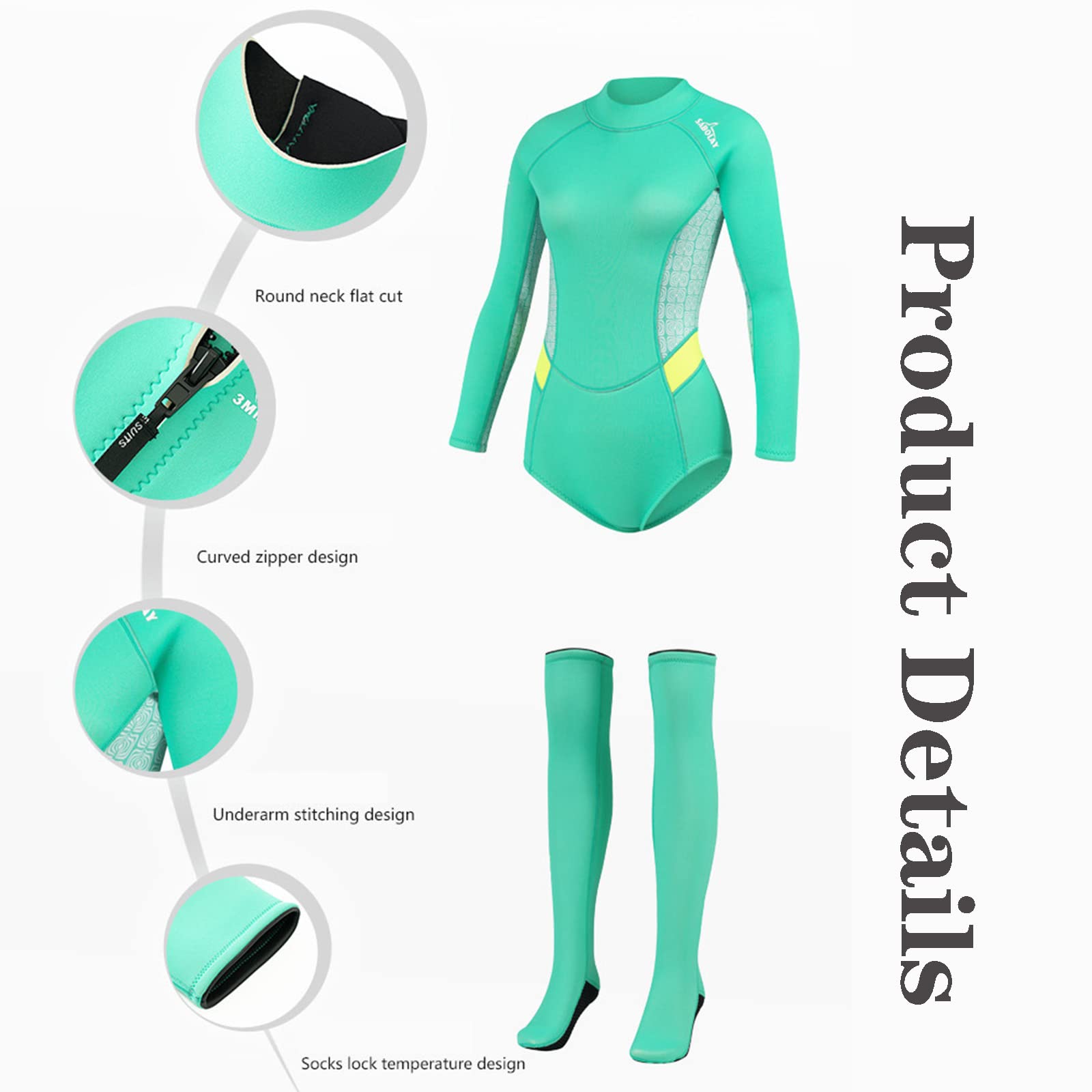 2-Piece 2MM Neoprene Wetsuit for Women - Diving Top & Socks Set - Snorkeling, Surfing, Swimming - Blue, XXL - Perfect for Scuba Diving, Beach Activities & Water Sports