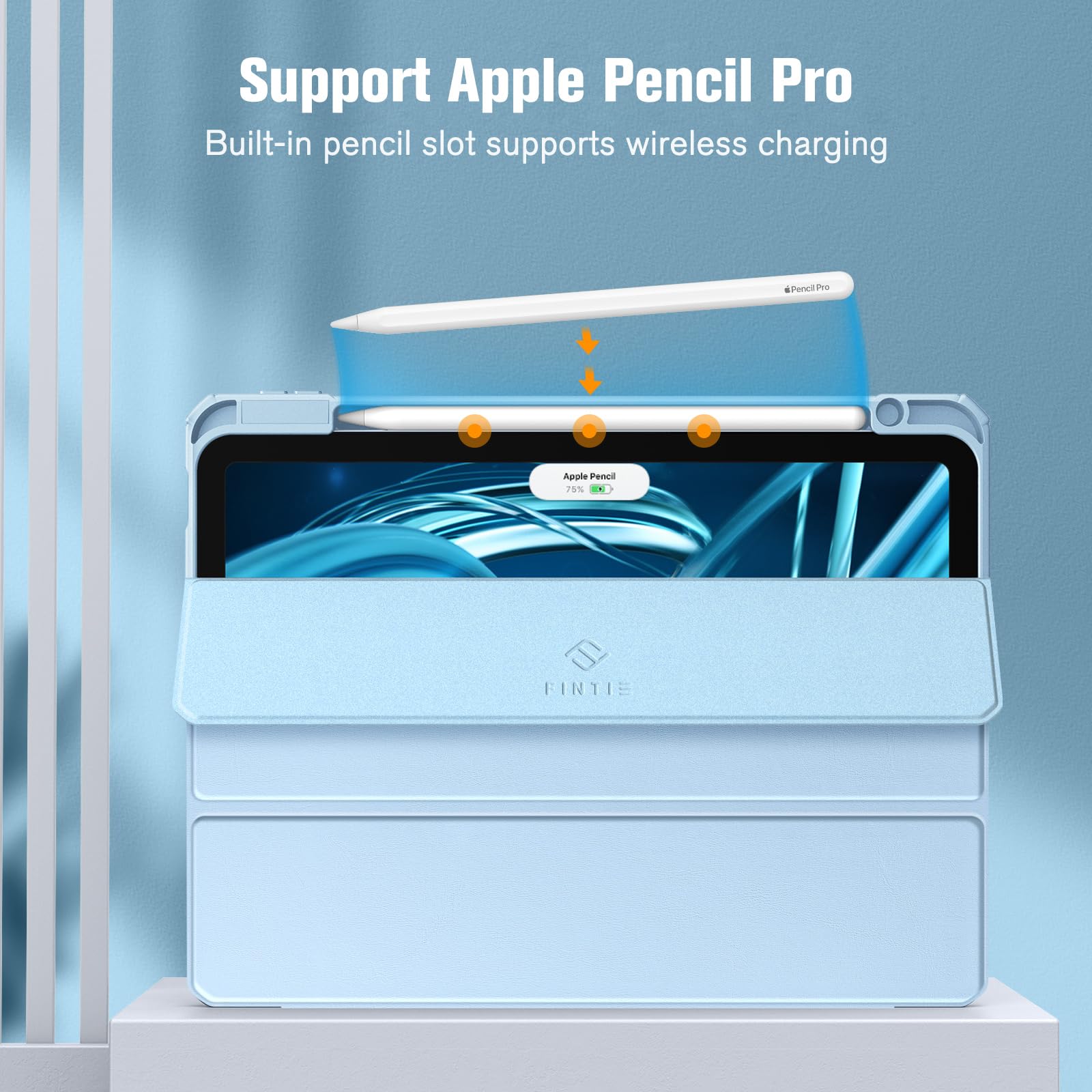 Fintie Hybrid Slim Shockproof Case for iPad Air 11-inch M3 (2025)/M2 (2024) & iPad Air 5th/4th Gen 10.9 Inch - Clear Back Protective Cover with Apple Pencil Holder, Sky Blue | Perfect for Work, School & Travel Protection