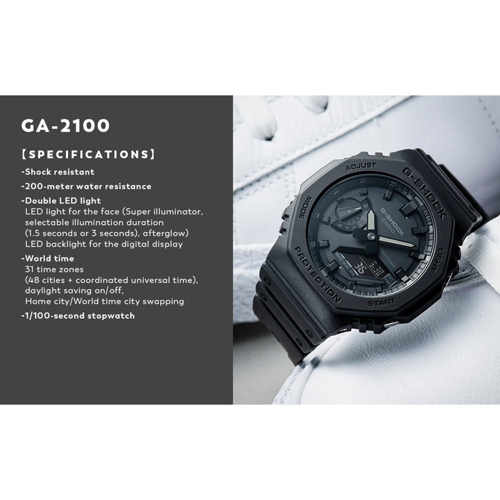 Casio G-Shock GA2100-1A1 'CasiOak' Digital Analog Watch - Rugged Military Style for Outdoor, Sports & Everyday Wear