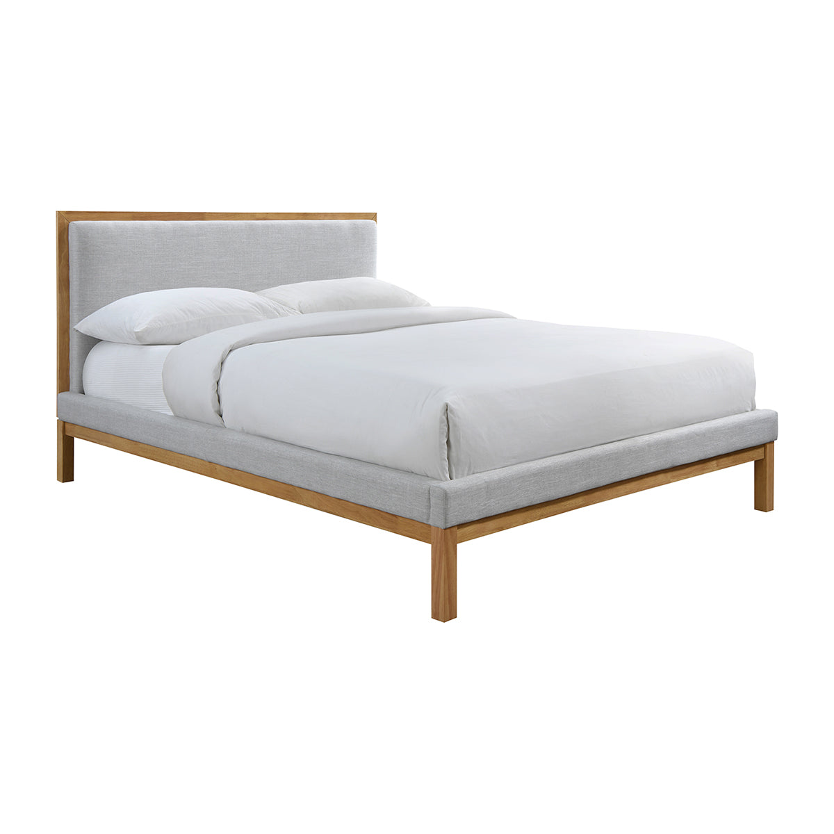 Amelia King Size Bed Frame - Solid Oak Wood, Light Grey Finish - Perfect for Master Bedroom, Guest Room & Modern Home Decor