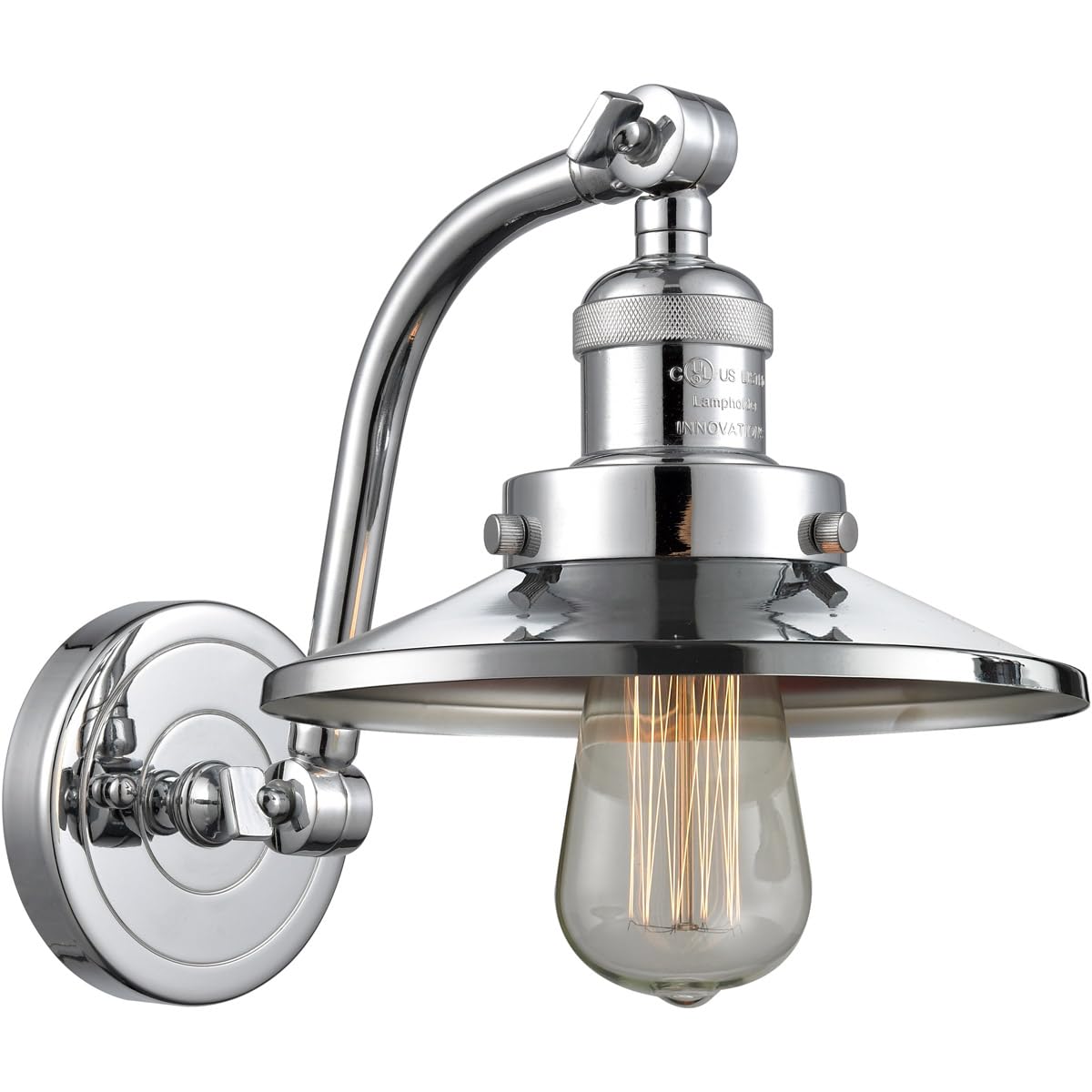 Vintage Dimmable LED Wall Sconce Light Fixture - 1 Light, Polished Chrome Finish, Energy Efficient - Perfect for Bedroom, Living Room, or Hallway Lighting
