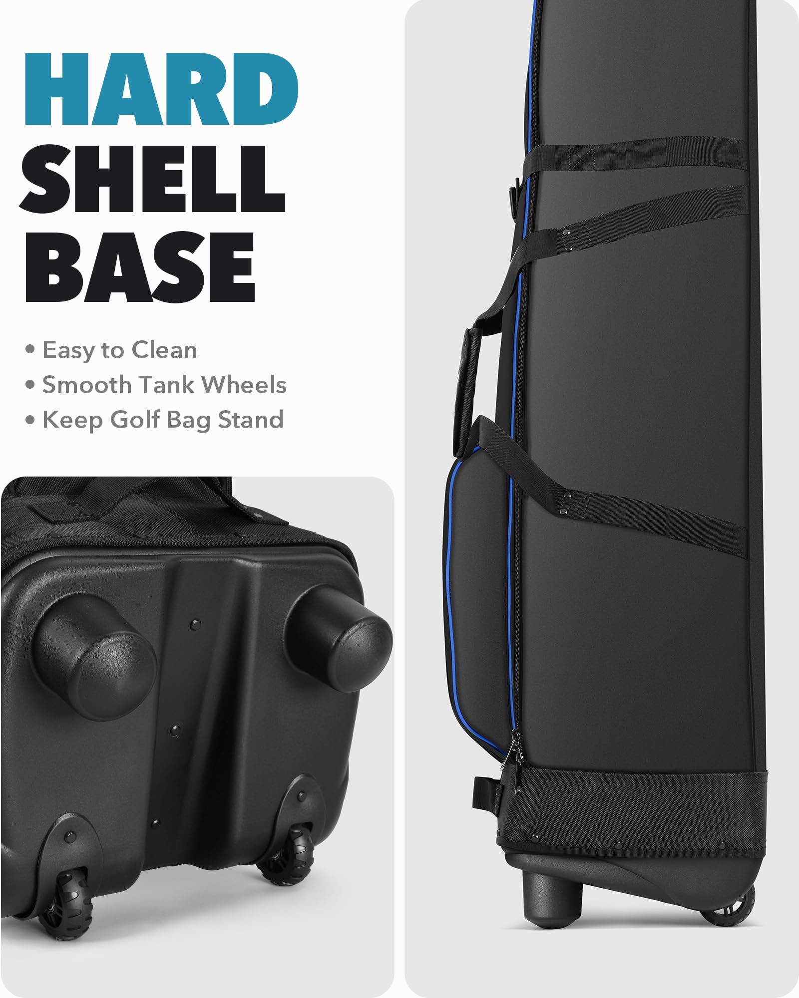 Findway Golf Travel Bag with Wheels - 1680D Heavy Duty Oxford Wear-Resistant Golf Club Carrier | Soft Foldable Airline Approved Golf Bag | Universal Size with Removable Club Protection Liner (Upgraded) | Perfect for Air Travel & Golf Tournaments
