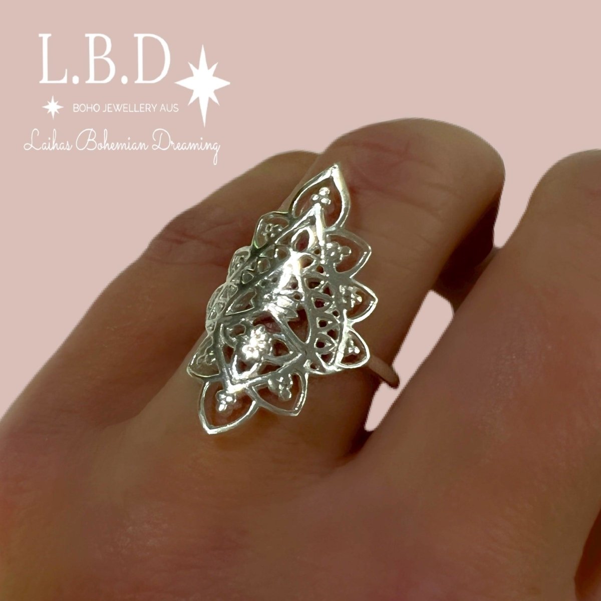 Laihas Prestige Maisie Sterling Silver Boho Ring for Women - Handmade 925 Silver Bohemian Stackable Ring - Perfect for Everyday Wear, Layering & Boho Fashion