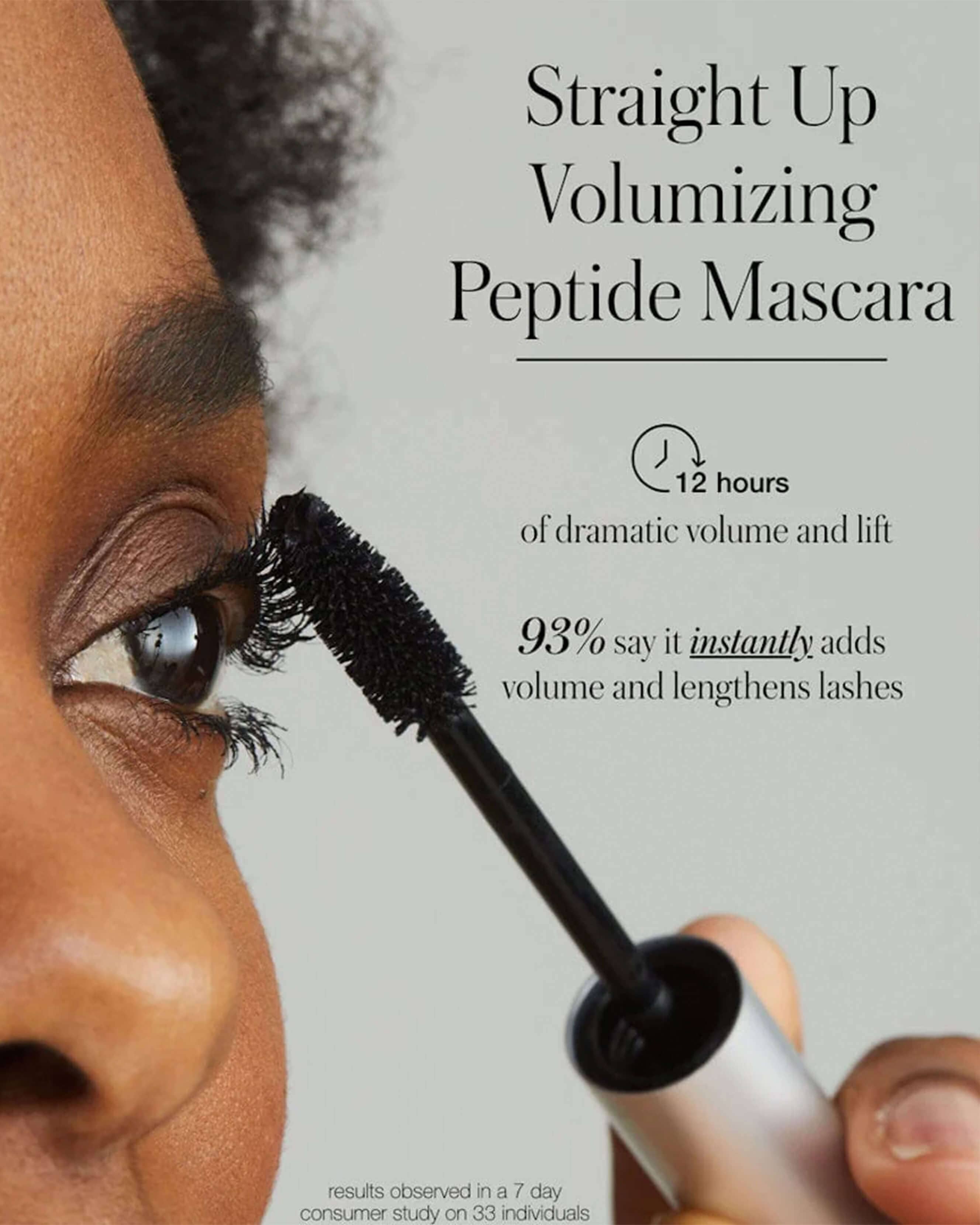 Straight Up™ Volumizing Peptide Mascara - Lengthening & Thickening Formula for Dramatic Lashes | Perfect for Daytime Wear & Special Occasions