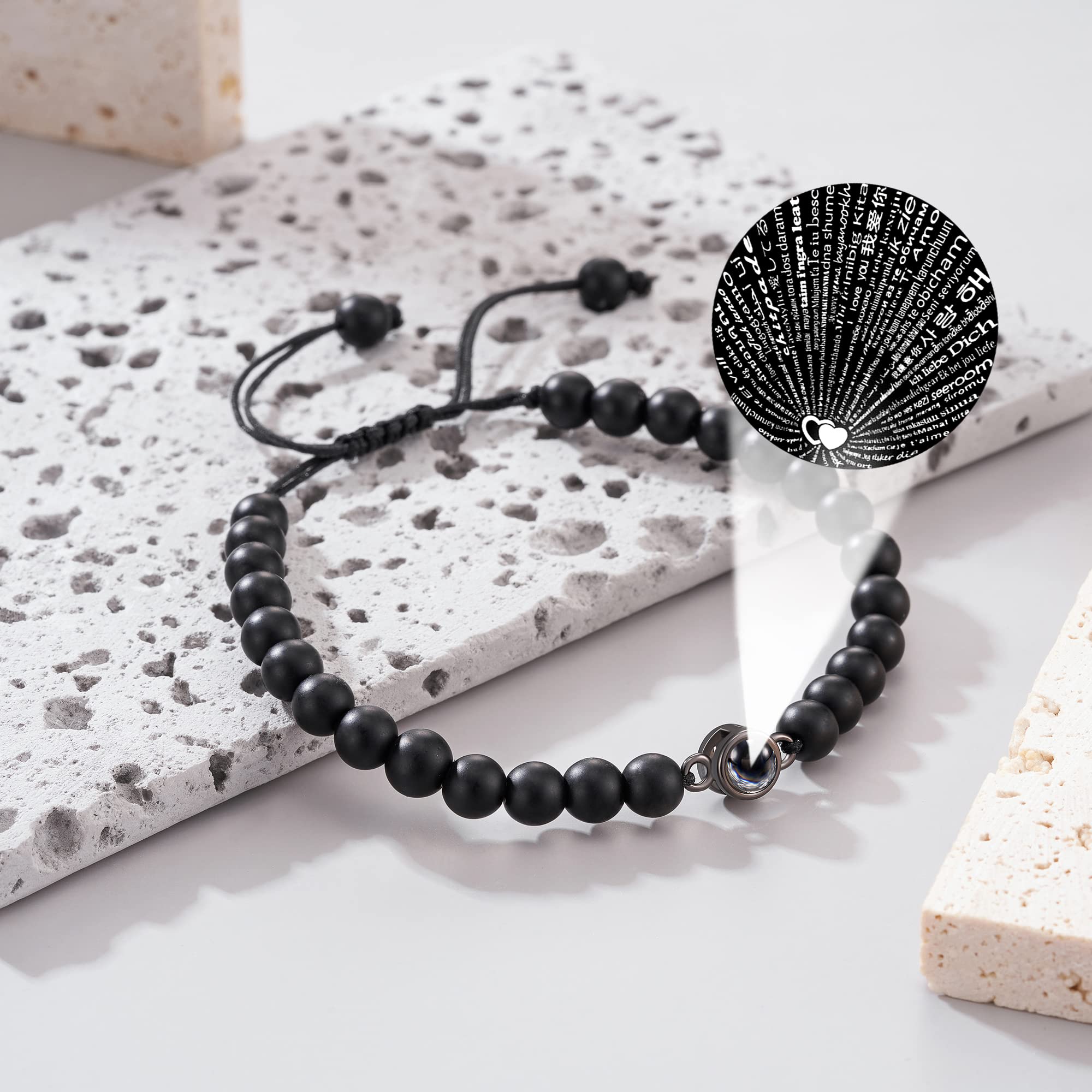 JOGDIAM Anniversary Bracelet for Men - 100 Language Love Bracelet Gift for Dad, Husband, Boyfriend - Perfect for Birthdays, Valentine's Day & Romantic Occasions