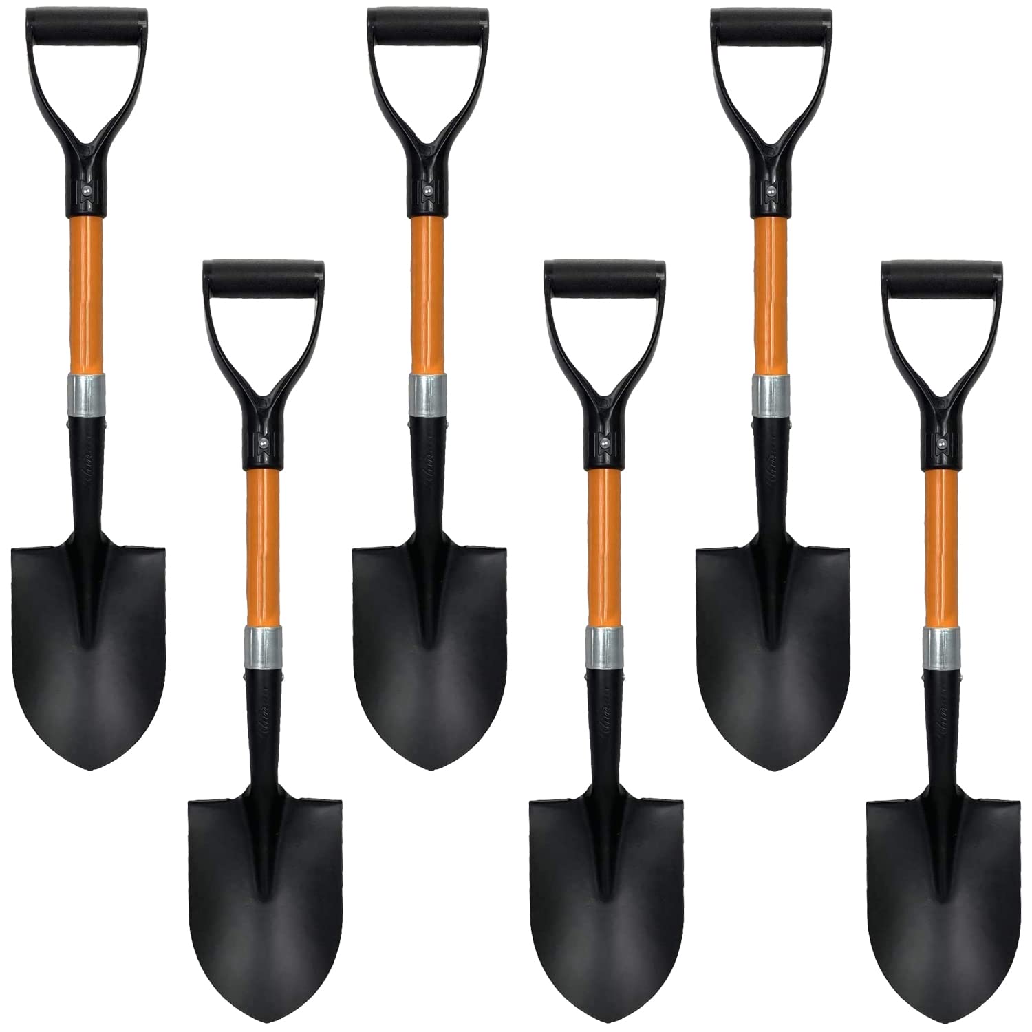 Ashman 6-Pack Short Handle Digging Shovel - 27-Inch Kids Beach & Garden Shovel with D-Handle & Sturdy Blade - Perfect for Sand Play, Snow Removal & Gardening Tools for Children