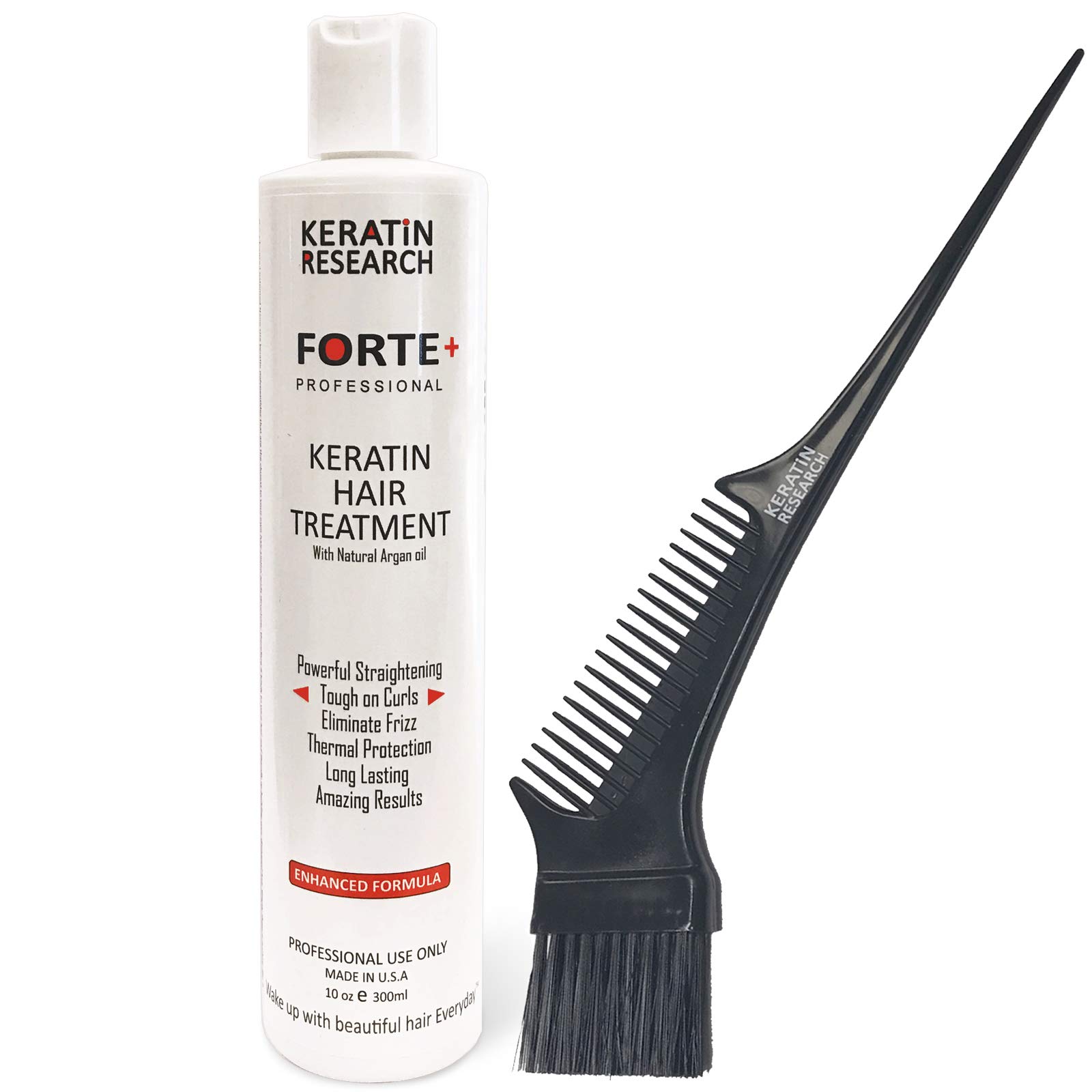 Keratin Forte Extra Strength Hair Straightening Oil with Moroccan Argan Oil & Amino Acids | Professional Grade Treatment for Curly Hair | Instantly Smooths & Straightens | Long-Lasting 4-6 Months | 10oz Bottle | Perfect for Salon-Quality Results at Home