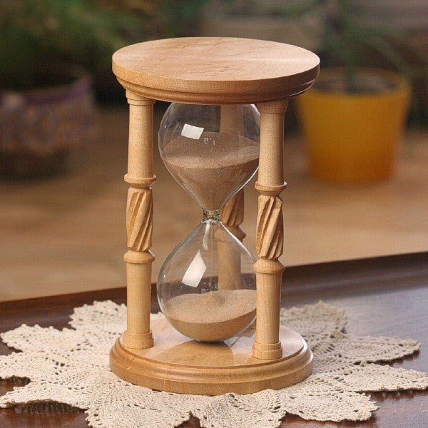 Premium Solid Birdseye Maple Hourglass with Spiral Spindles - Elegant 30-Minute Sand Timer for Home Office Decor, Meditation, and Vintage Style Gifts