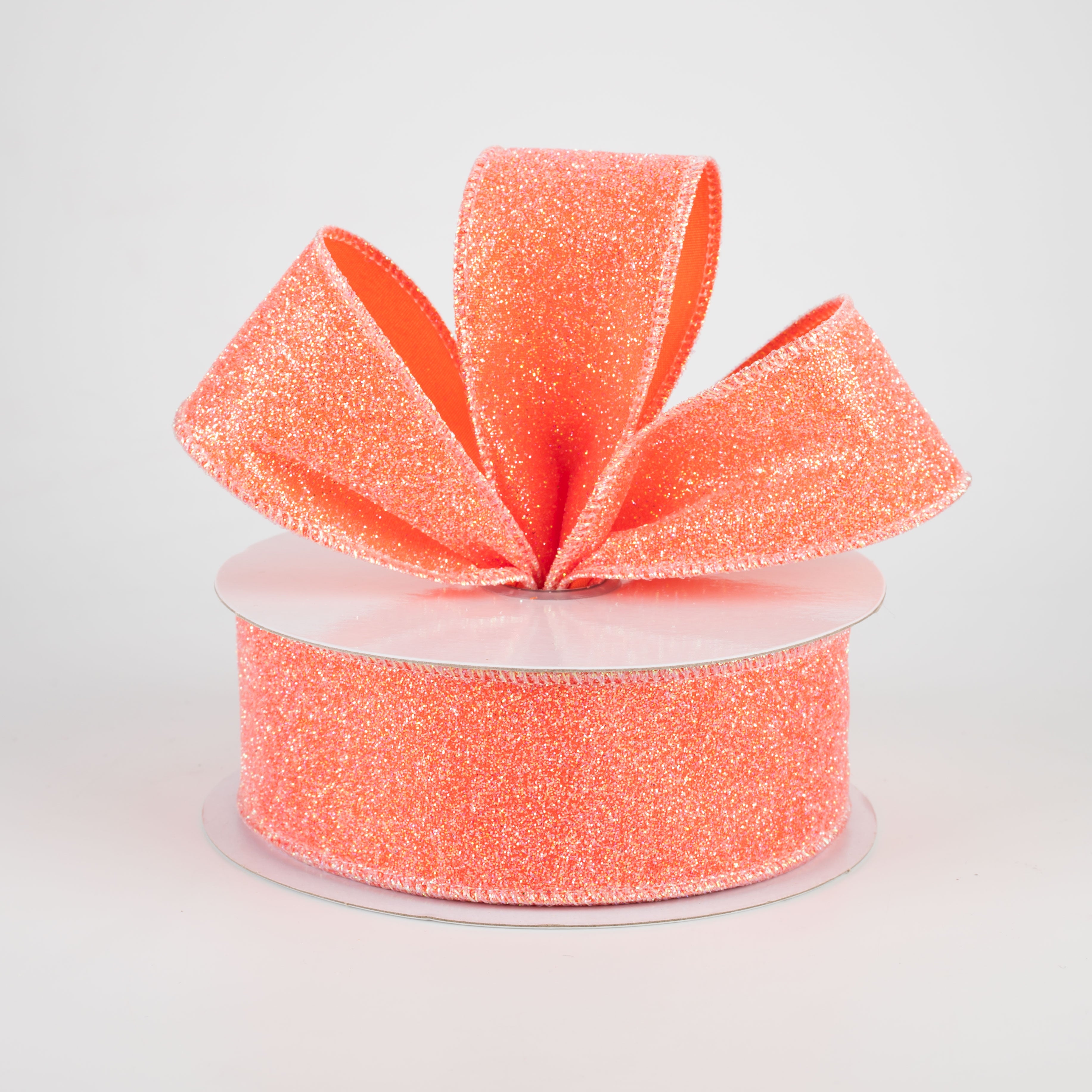 1.5 Inch Iridescent Glitter Satin Ribbon - Orange (10 Yards) for Gift Wrapping, DIY Crafts, Hair Bows, Party Decorations & Scrapbooking