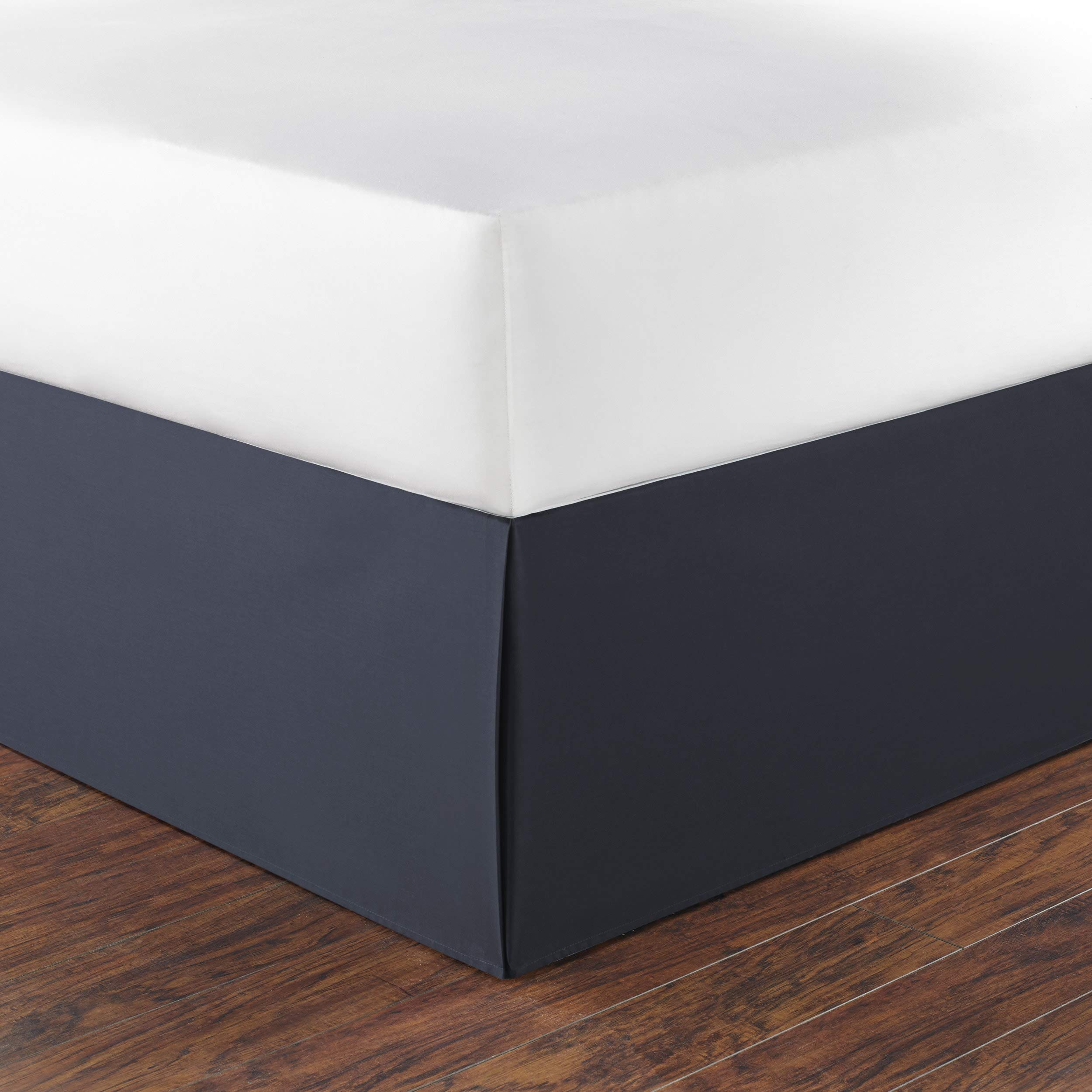 Nautica Full Bed Skirt - 15-Inch Tailored Drop Cotton Bedding with Split Corners for Easy Fit (Solid Navy, Full Size) - Perfect for Master Bedrooms, Guest Rooms & Luxury Home Decor