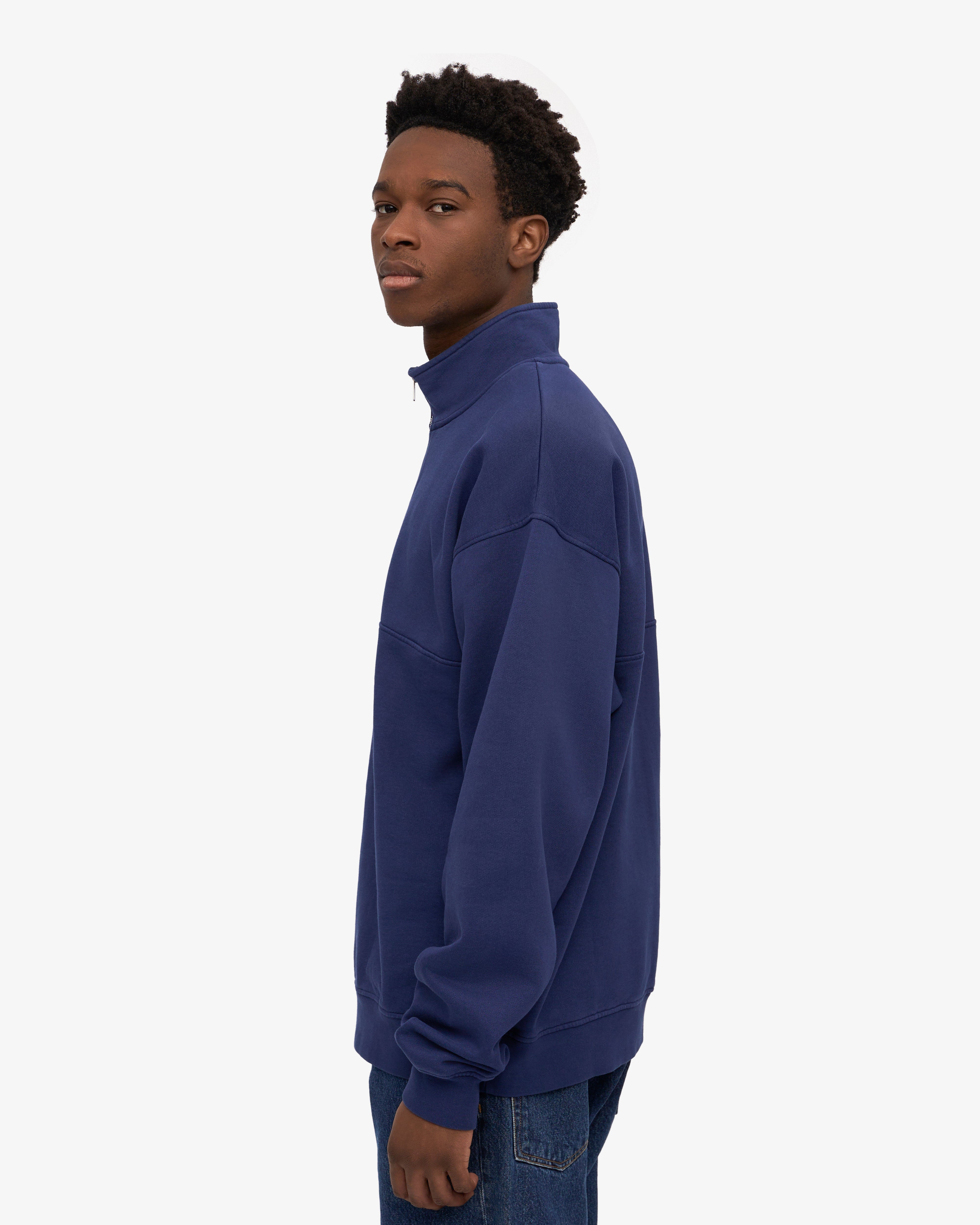 Organic Quarter Zip Sweater for Men - Soft & Breathable Marine Blue Pullover - Perfect for Casual Wear, Outdoor Activities & Layering in Cool Weather