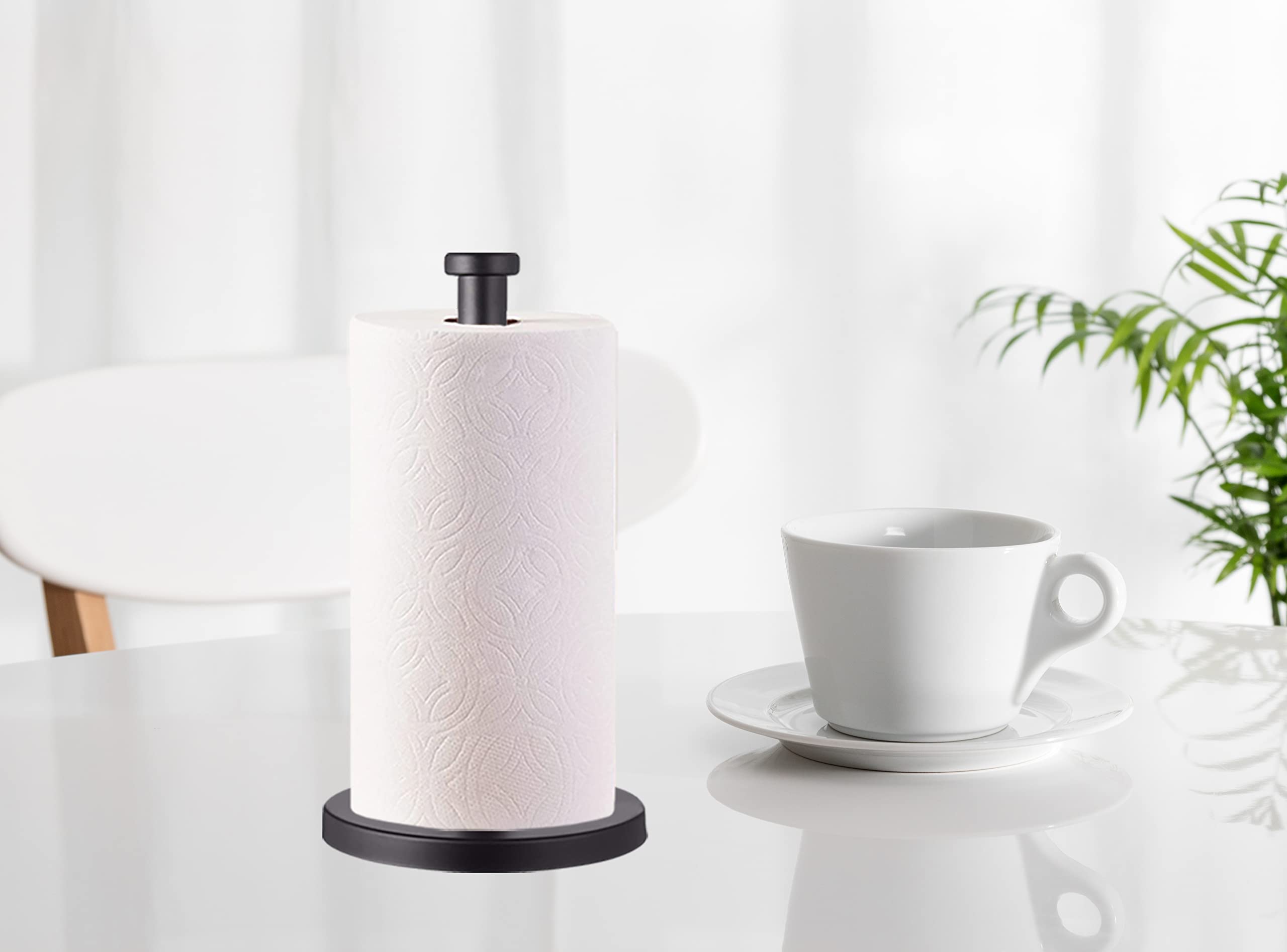 Stainless Steel Paper Towel Holder - Black Countertop Organizer for Kitchen & Bathroom | Durable & Stylish for Easy Access to Paper Towels