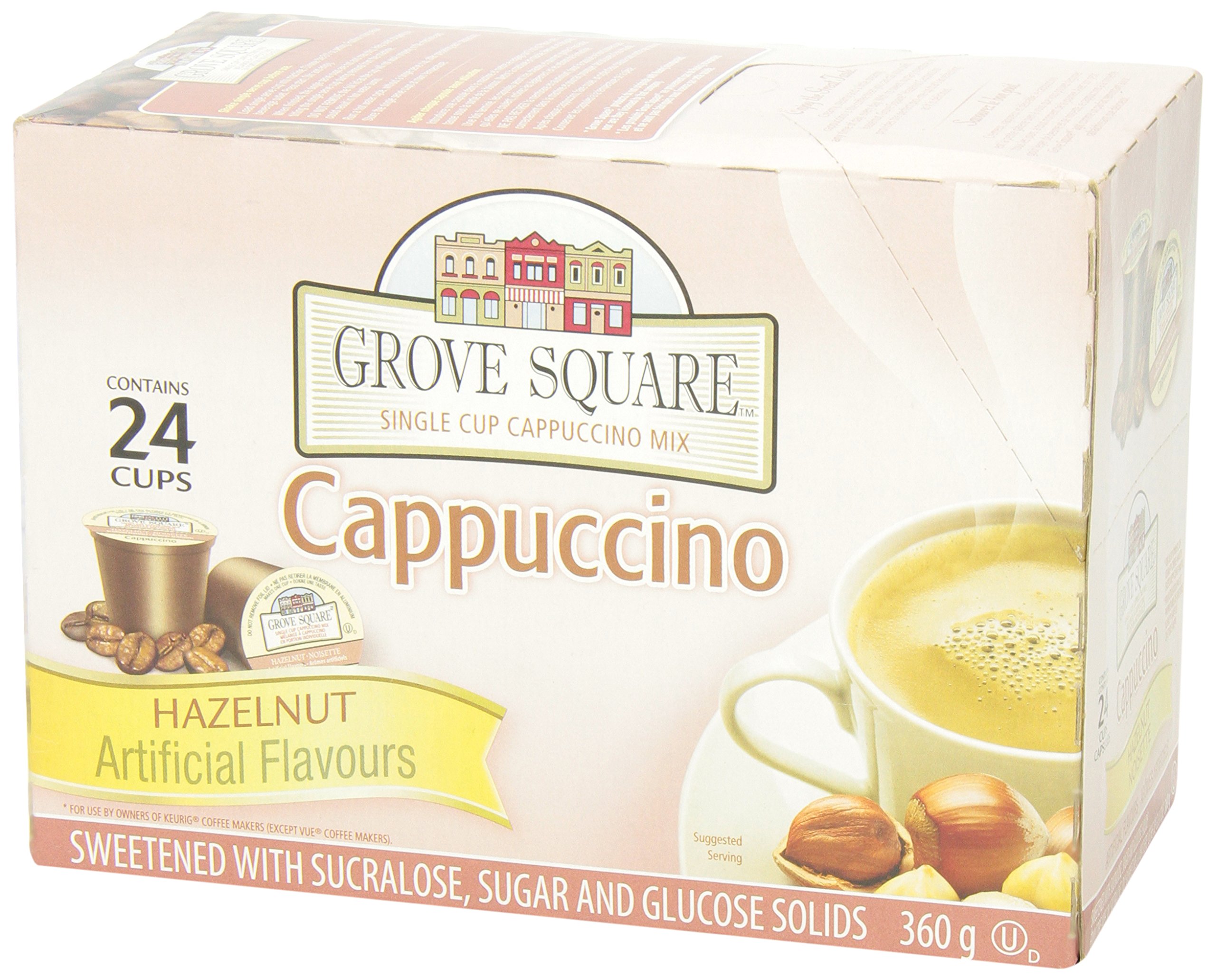 Grove Square Hazelnut Cappuccino Mix - 24 Single Serve Cups - Rich & Creamy Instant Coffee for Home, Office & Travel
