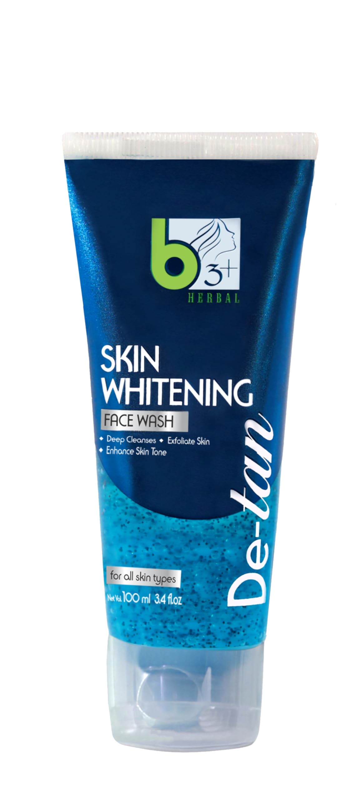 B3+ Herbal Skin Whitening Face Wash for All Skin Types - Brightens, Softens & Smooths Skin - Removes Tan & Dark Spots - Promotes Fairness & Glow - Perfect for Daily Skincare Routine & Sun Damage Repair