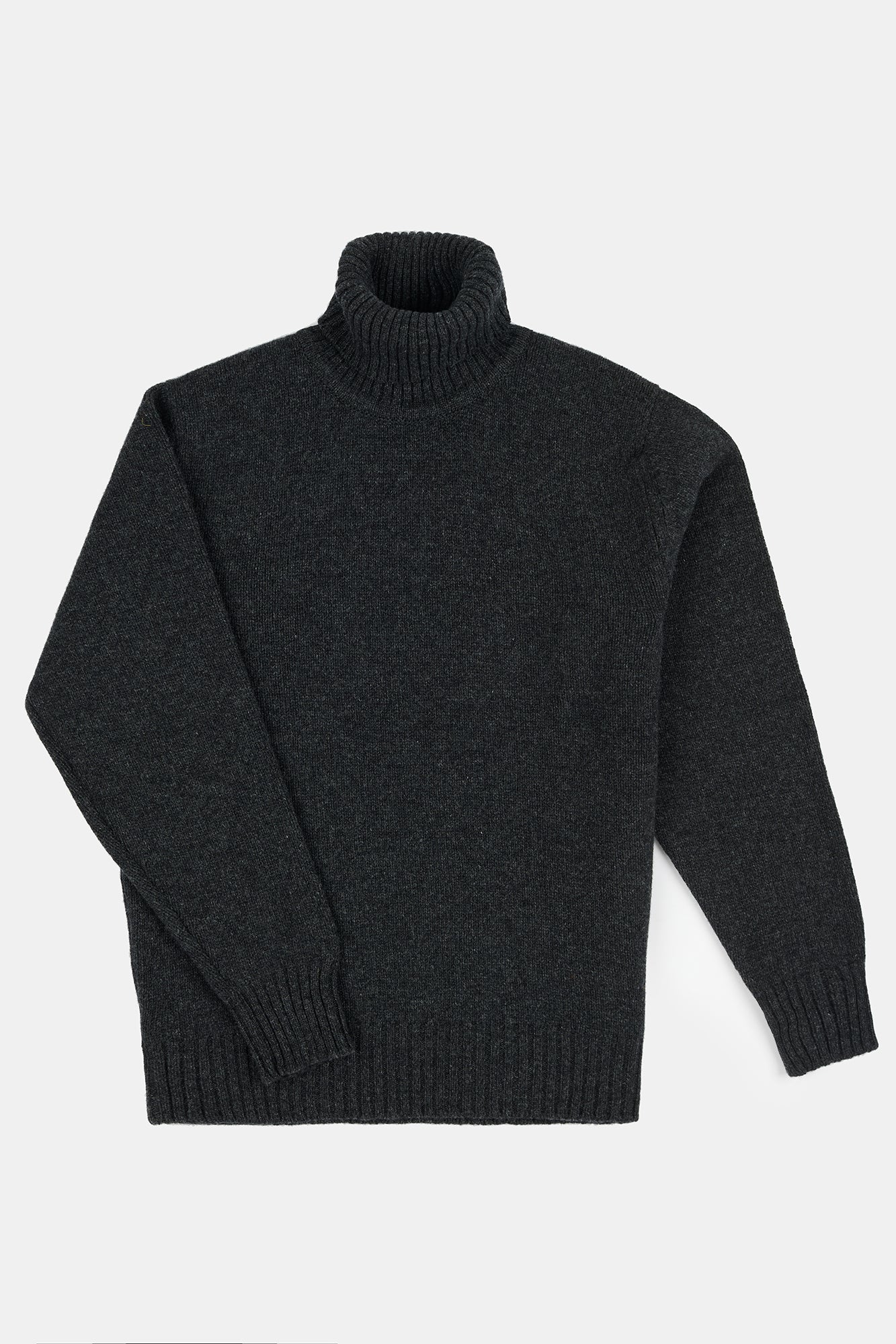 Men's Lambswool Roll Neck Sweater - Soft Winter Knit Pullover, Charcoal Grey | Warm Casual & Office Wear for Cold Weather