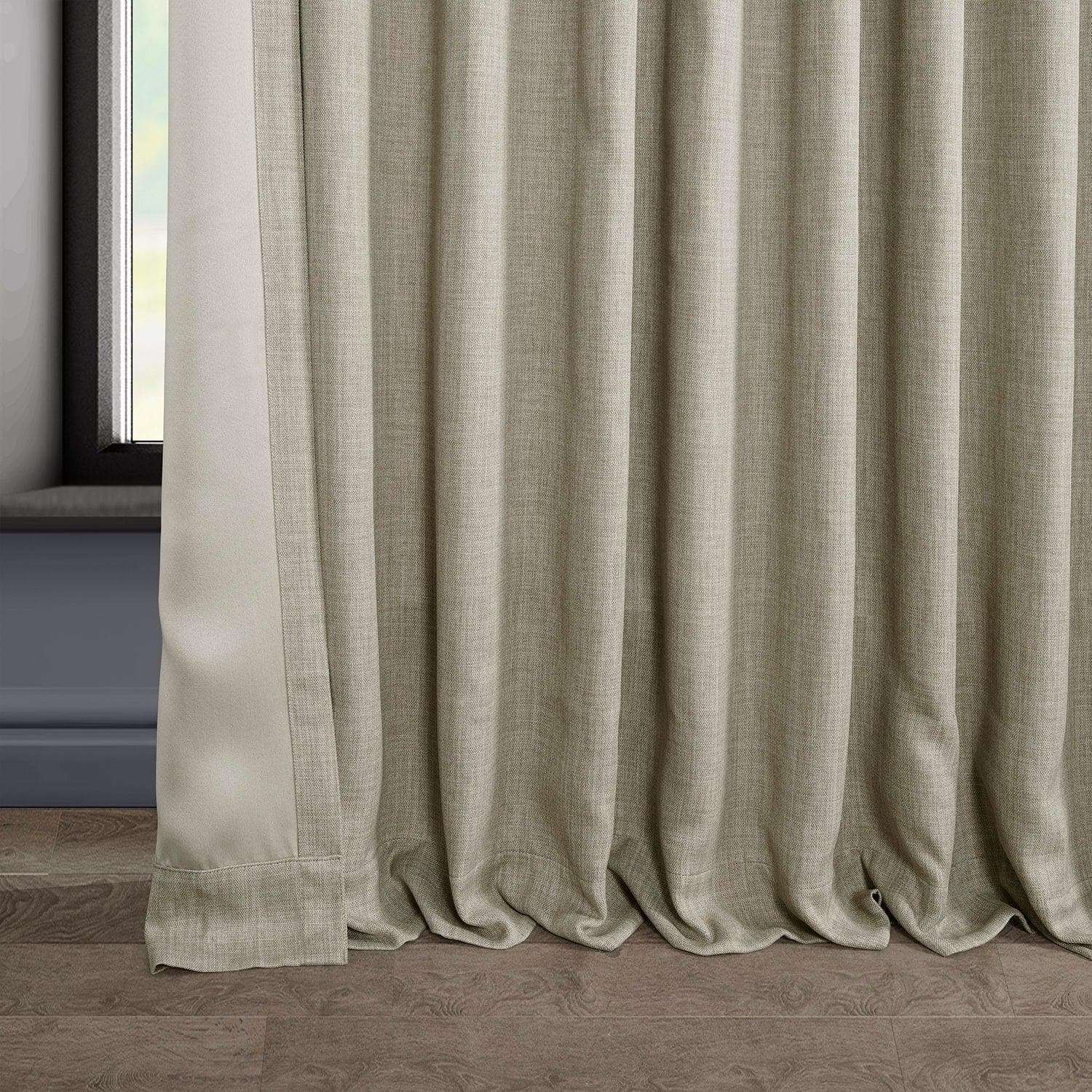 Extra Wide Textured Faux Linen Blackout Curtains for Bedroom - Oatmeal Color Thermal Insulated Window Drapes for Living Room & Nursery (Set of 2 Panels)