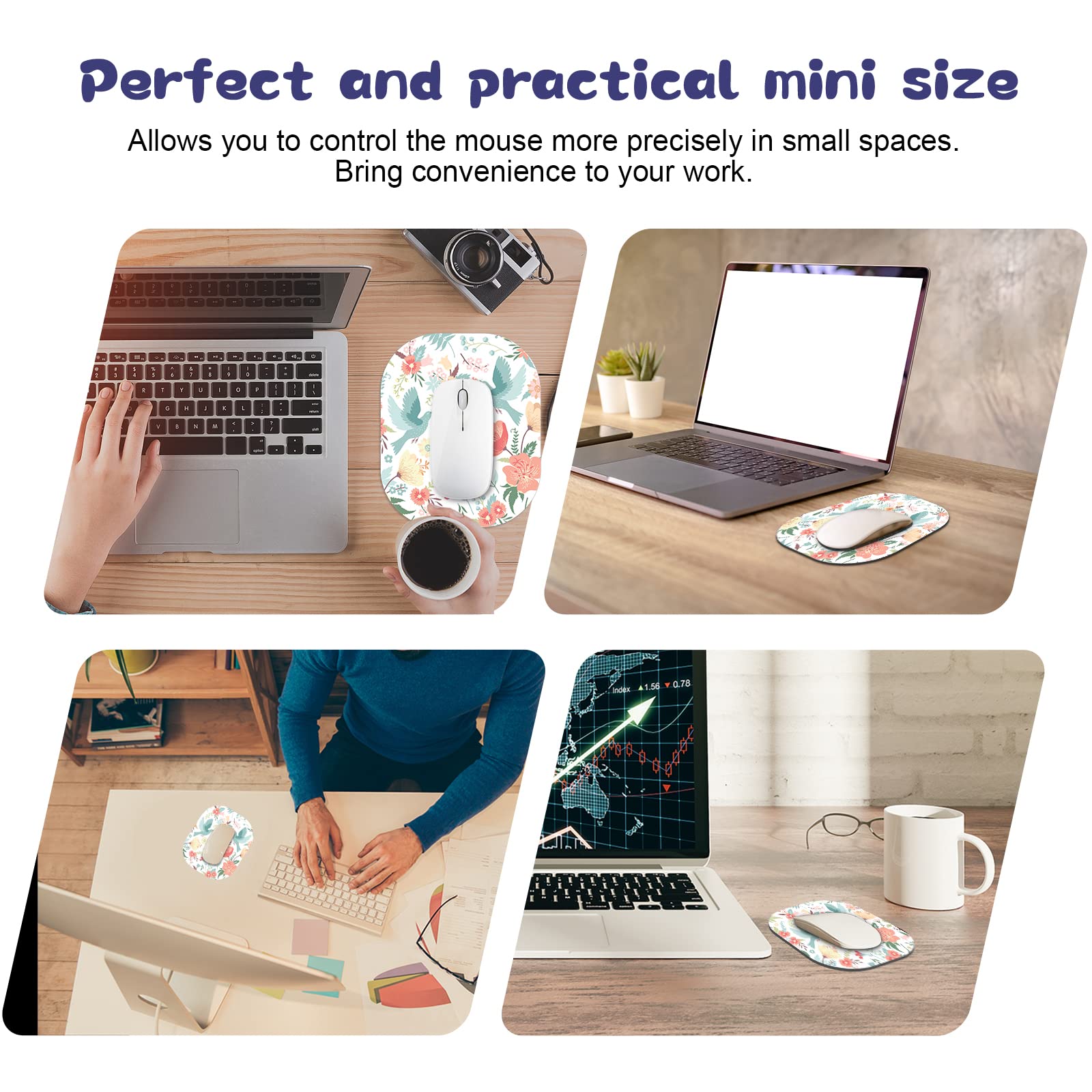Non-Slip Mini Mouse Pad 6×7 inches - Portable Round Desk Mousepad for Office, Laptop & Travel | Perfect for Small Workspaces, Coffee Shops & Remote Work