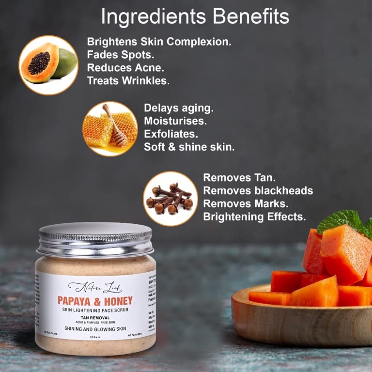 Papaya D-Tan Face Scrub for Dark Spot Removal & Dead Skin Exfoliation - Brightening & Smoothing Facial Treatment for Glowing Skin