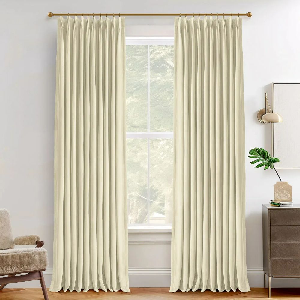 Luxury Blackout Curtains - Heavyweight Velvet Drapes with Luster Finish | Custom Pleated Design for Bedroom & Living Room | Noise Reducing & Thermal Insulated Window Treatments