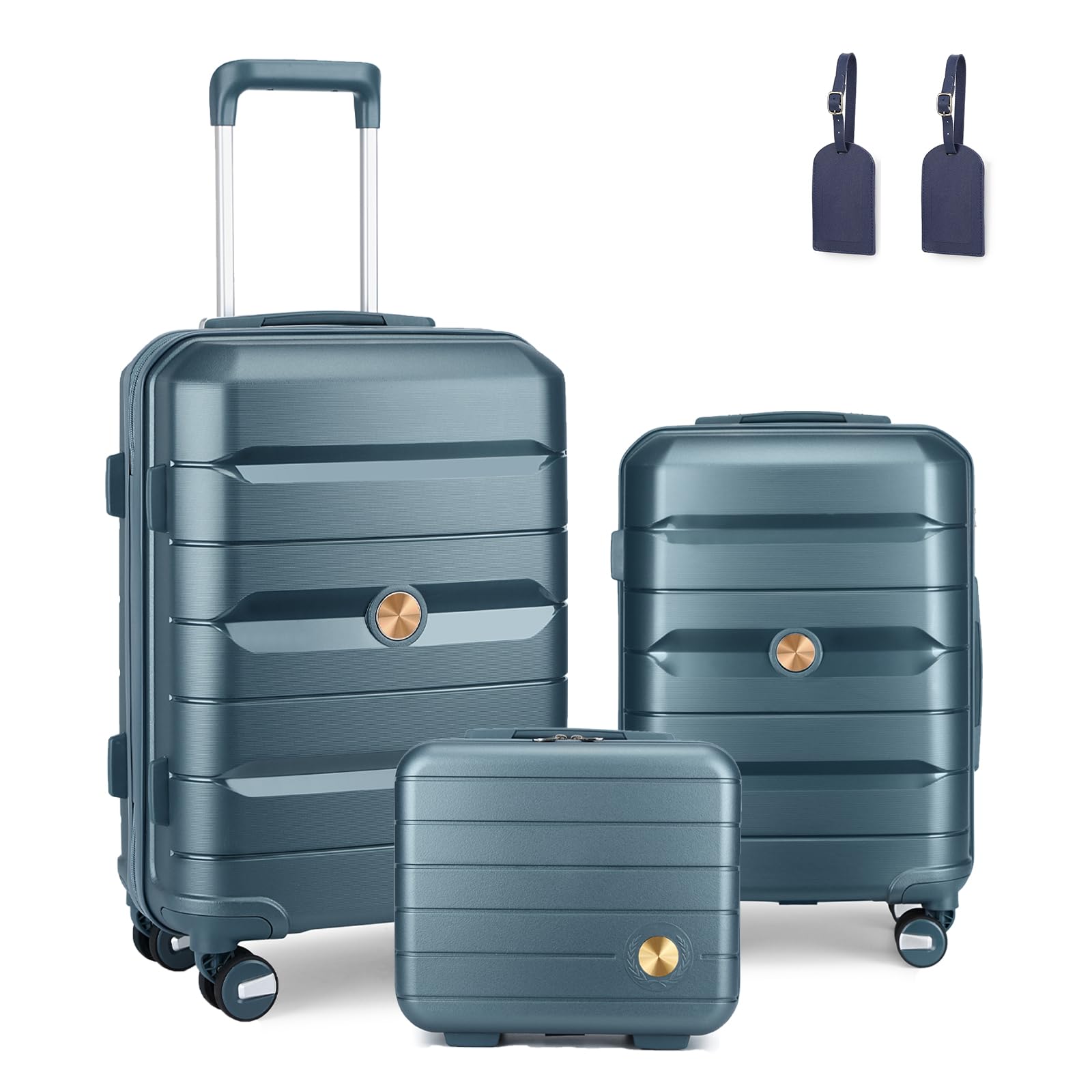 Somago 3-Piece Hard Shell Polypropylene Luggage Set with TSA Lock | Spinner Carry-On Suitcase & Beauty Case | Ice Blue Travel Luggage for Business Trips & Family Vacations