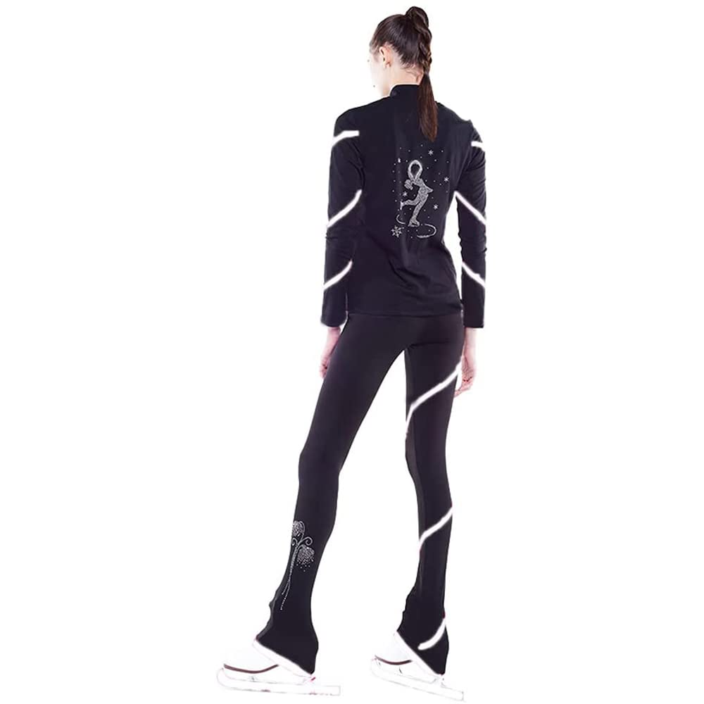 LIUHUO Women's Figure Skating Spiral Fleece Jacket & Pants Set - Warm Winter Training Outfit for Girls & Women (Yellow) - Perfect for Ice Skating Practice, Cold Weather Workouts, and Outdoor Winter Sports