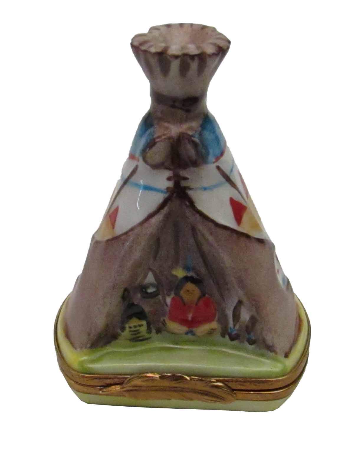 Hand-Painted Limoges Porcelain Box - Native American Teepee Design | Collectible Trinket Jewelry Box | Perfect for Home Decor, Gift Giving & Keepsake Storage