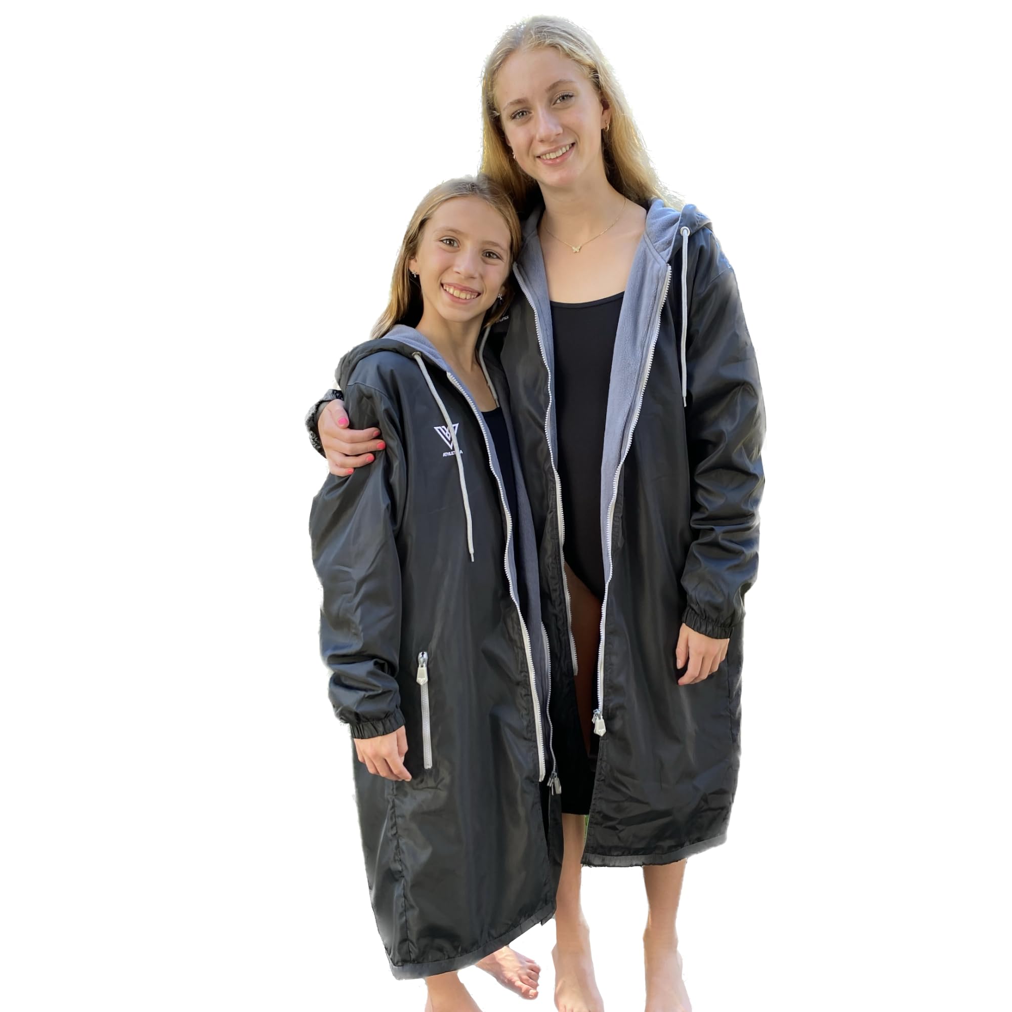 Unisex Swim Parka for Adults & Kids - Water-Resistant Soft Fleece Lined Hooded Cover-Up for Beach, Pool & Surfing - Quick Dry Swimwear Changing Robe for Men Women & Children