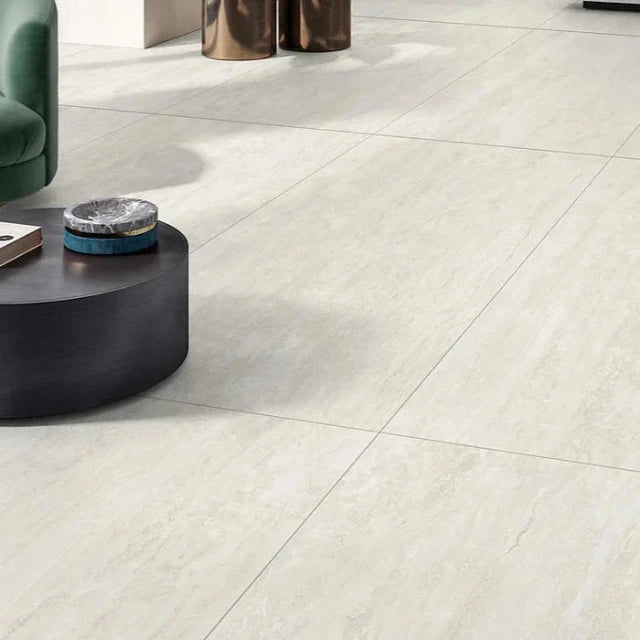 Bianco Josie Cross Cut Travertine Tile 12x24 Inch Porcelain Floor and Wall Tile with Tech Grip - Perfect for Bathroom, Kitchen, and Living Room Renovations