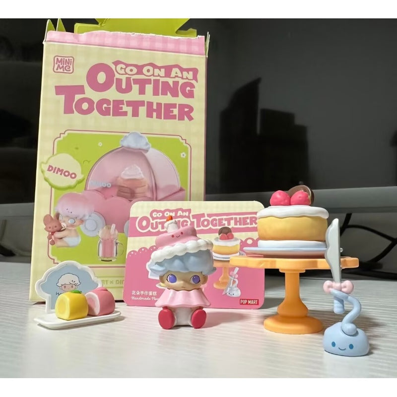 DIMOO Outing Together Series Handmade Flower Cake - Collectible Resin Figure for Home Decor, Birthday Party & Gift Giving