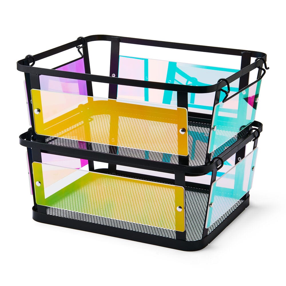 Ava Iridescent Stackable Storage Baskets - Organize Home, Office & Nursery - Perfect for Toys, Books & Decor