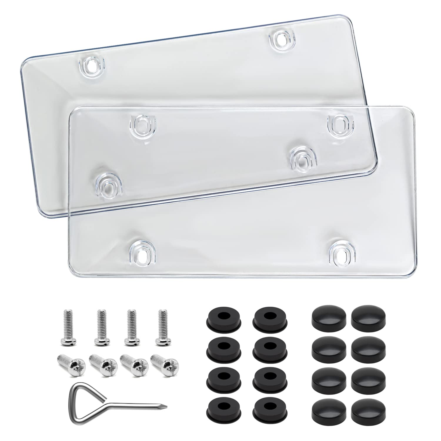 2 Pcs Unbreakable License Plate Covers - Fits All Standard 6x12 Inches, Durable Protection for Front & Back Plates with Included Screws - Perfect for Cars, Trucks, and Motorcycles