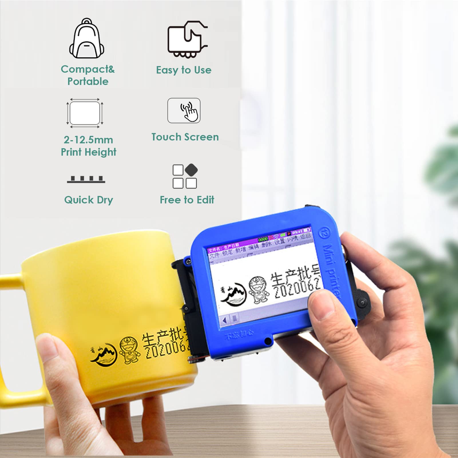 Portable Handheld Inkjet Printer with LED - Compact Mobile Coding Machine for Barcodes, Labels, Dates & Text | Perfect for Warehouse, Retail & Shipping Label Printing