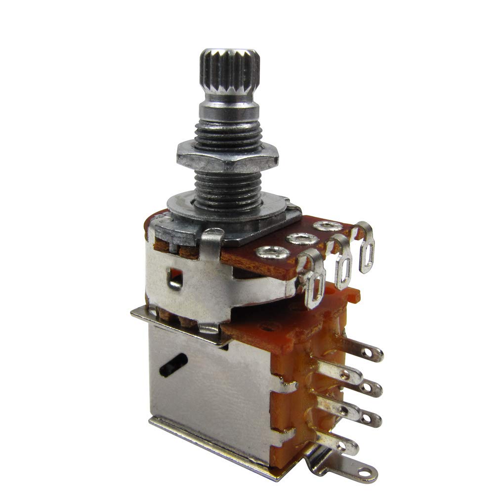FLEOR 2pcs 18mm A250K Push Pull Guitar Potentiometers with Split Shaft - Audio Taper Volume & Tone Control for Electric Guitar, Bass, and DIY Projects - Perfect for Upgrades, Repairs, and Custom Builds