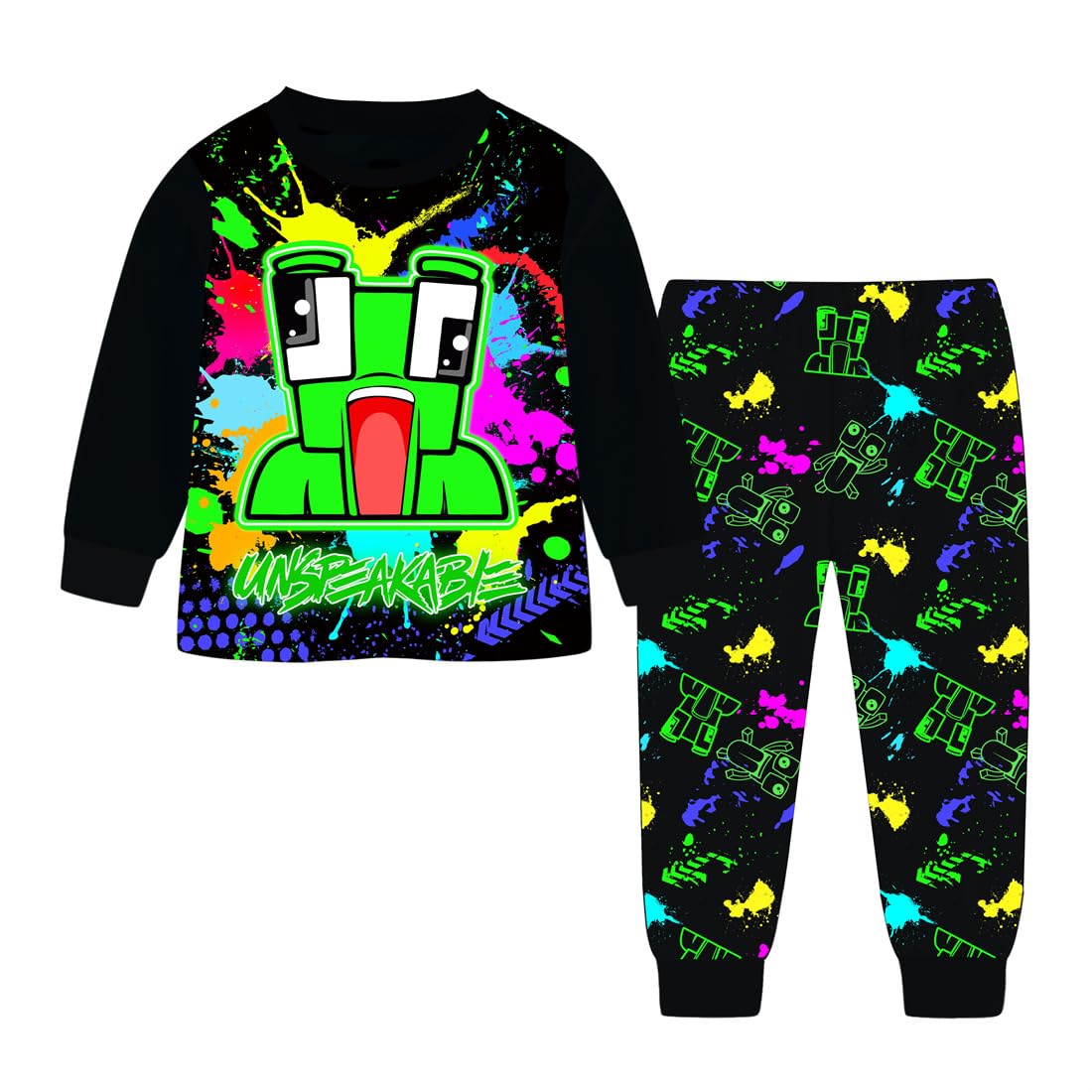 Boys' Cartoon Pajama Sets for Kids 5-13 Years - Soft Cotton Sleepwear with Fun Game Prints for Bedtime & Lounge Wear
