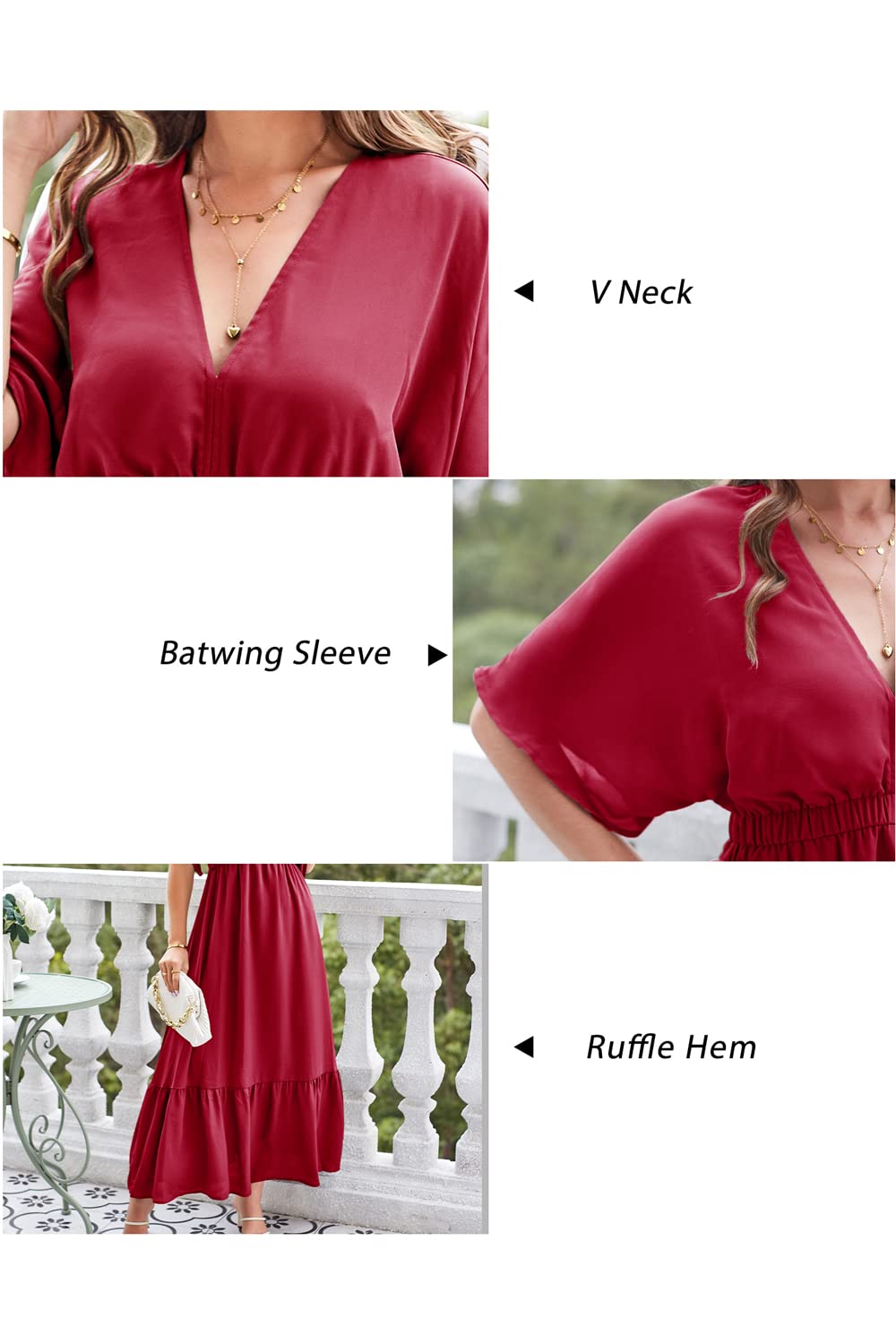 STYLEWORD Women's 2025 Summer Maternity Dress - Short Sleeve V-Neck Boho Maxi Dress with Tiered Flowy Design for Pregnancy | Perfect for Beach Vacations, Baby Showers & Summer Outings