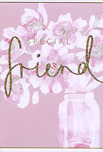 Special Friend White Floral on Pink Feminine Birthday Card - Thoughtful Greeting Card for Best Friends, Sisters & Loved Ones - Perfect for Birthdays, Anniversaries & Special Occasions
