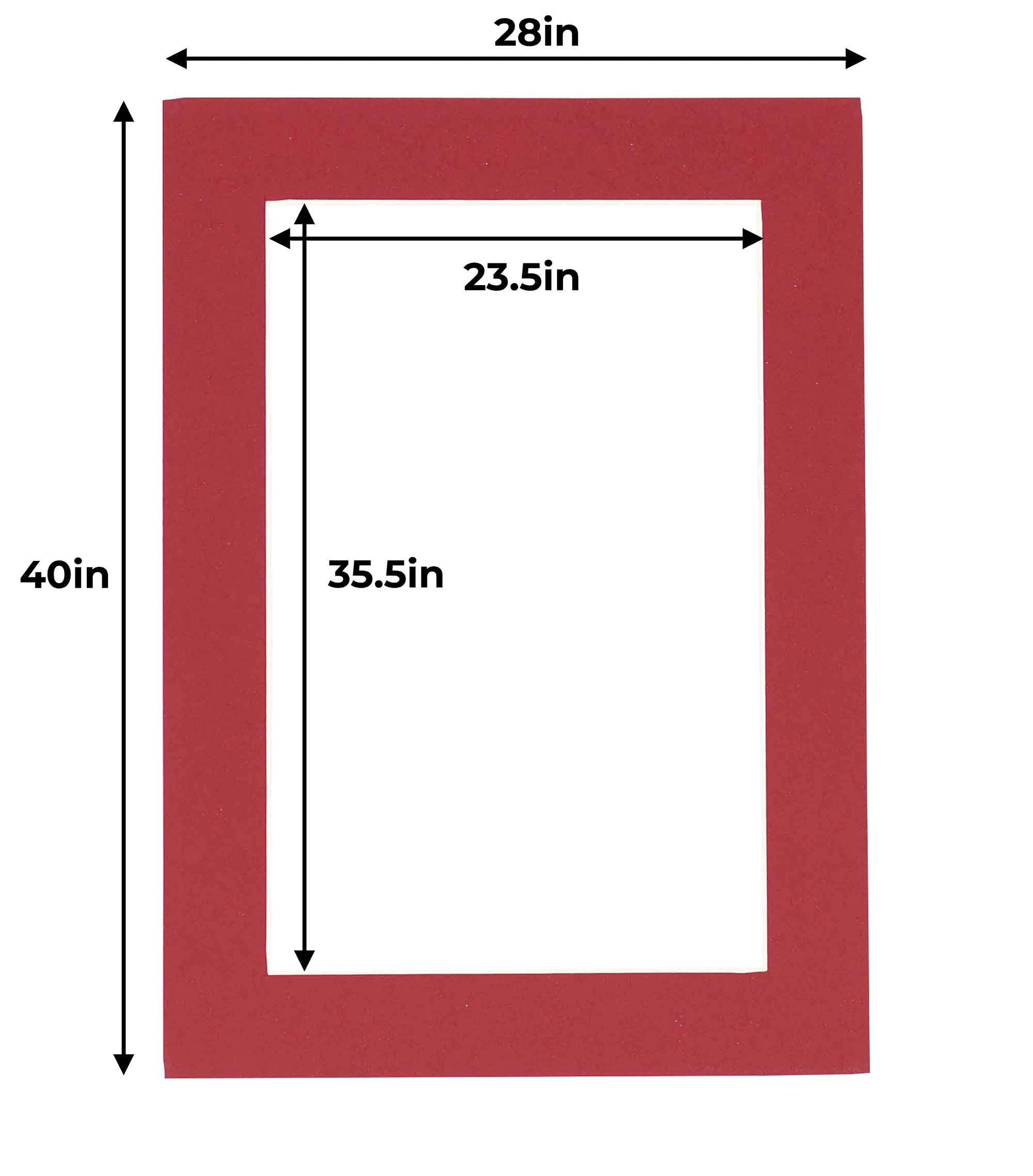 24x36 Acid-Free Deep Red Precut Mat Board - Fits 28x40 Picture Frame | Premium Photo Matte for Family Photos, Artwork & Framing | Perfect for Home Decor, Gallery Displays & Professional Presentations (Pack of 1)