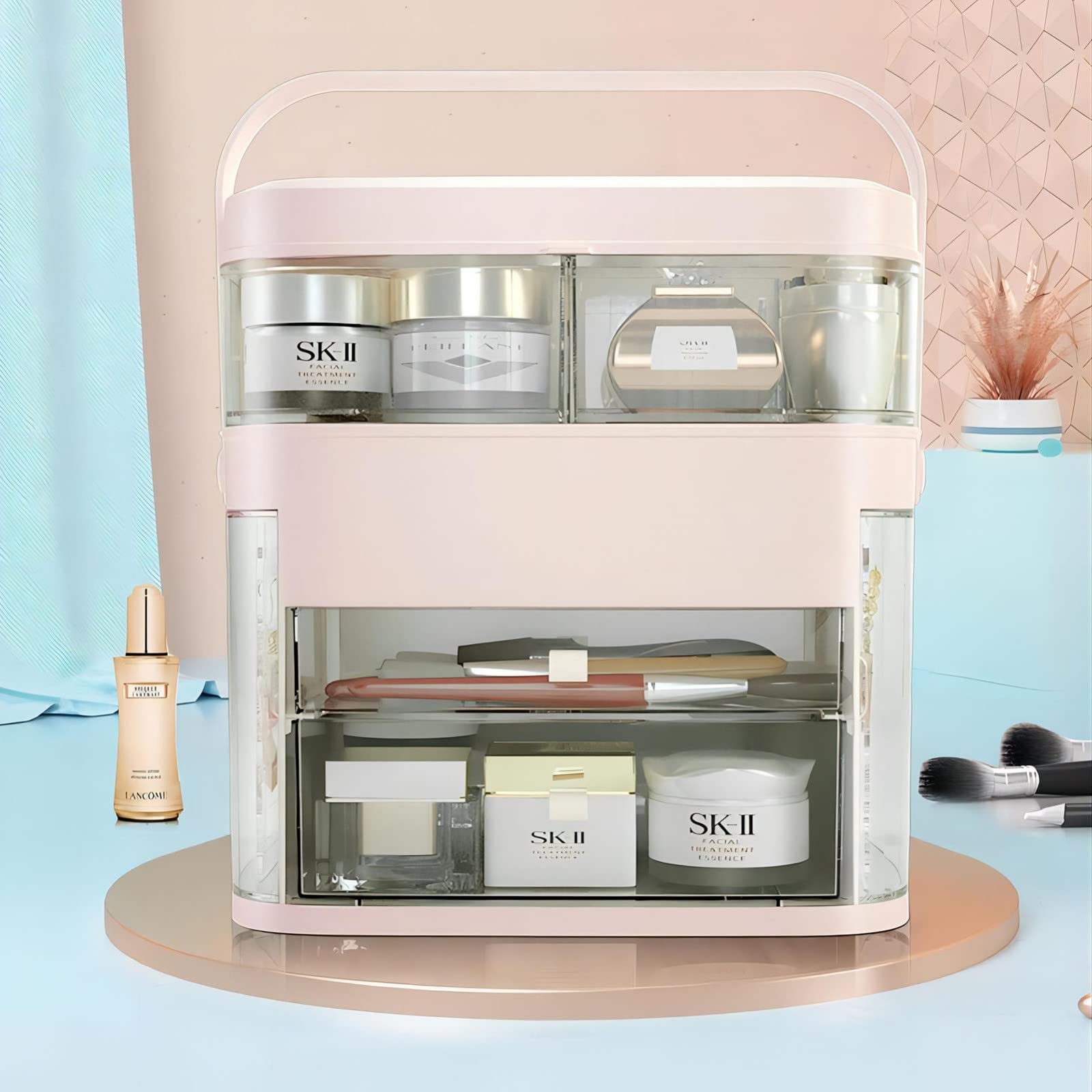 YIRANDShS Vanity Tray Organizer - Jewelry, Perfume & Makeup Storage Box for Dresser, Bathroom & Bedroom | Stylish Grey Vanity Tray for Cosmetics Display & Organization - Perfect for Daily Beauty Routine & Gift Giving