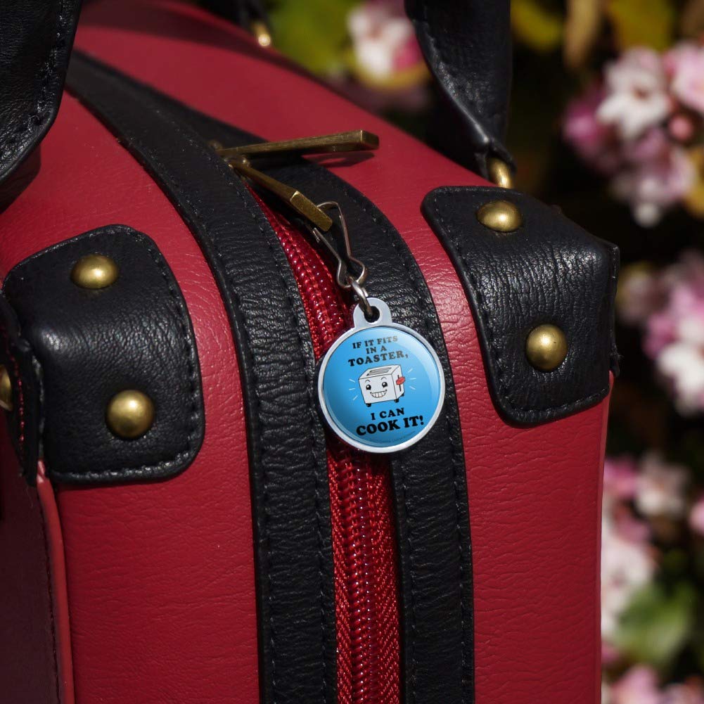 Funny Humor Jacket & Bag Charm - 'If It Fits in a Toaster I Can Cook It' Zipper Pull Keychain for Backpacks, Purses & Luggage | Cute Accessory for Travel, Work & Daily Use