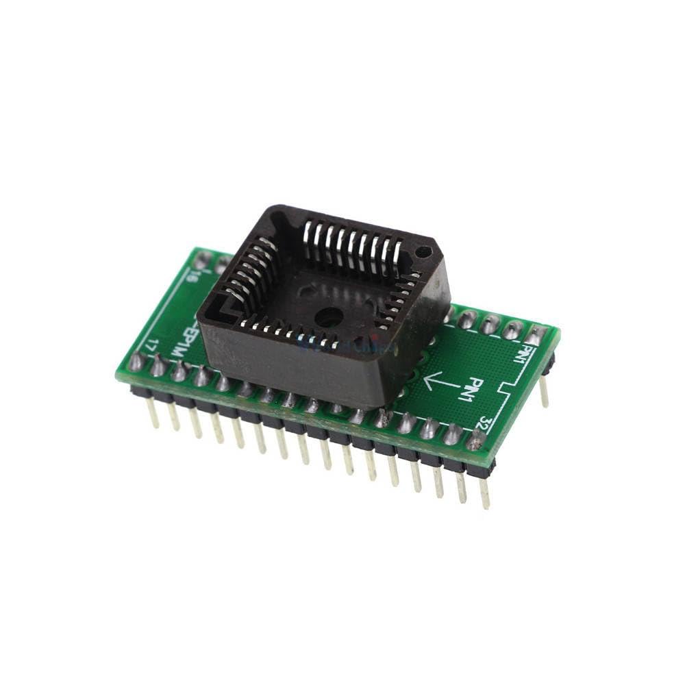 PLCC32 to DIP32 Programmer Adapter IC Socket Converter - USB Chip Socket Module for Programming, Testing & Prototyping - Perfect for Electronics Hobbyists and Engineers