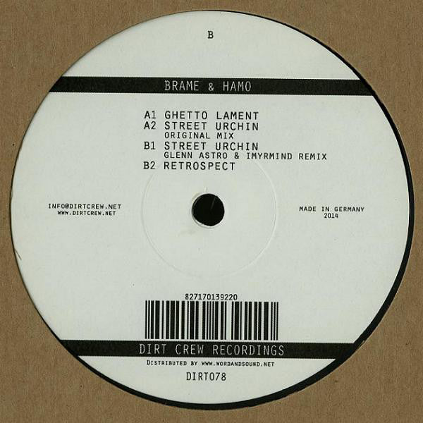 Brame & Hamo – Street Urchin Vinyl Record (Dirt Crew Recordings DIRT078) – Electronic Music for DJ Sets & Home Listening
