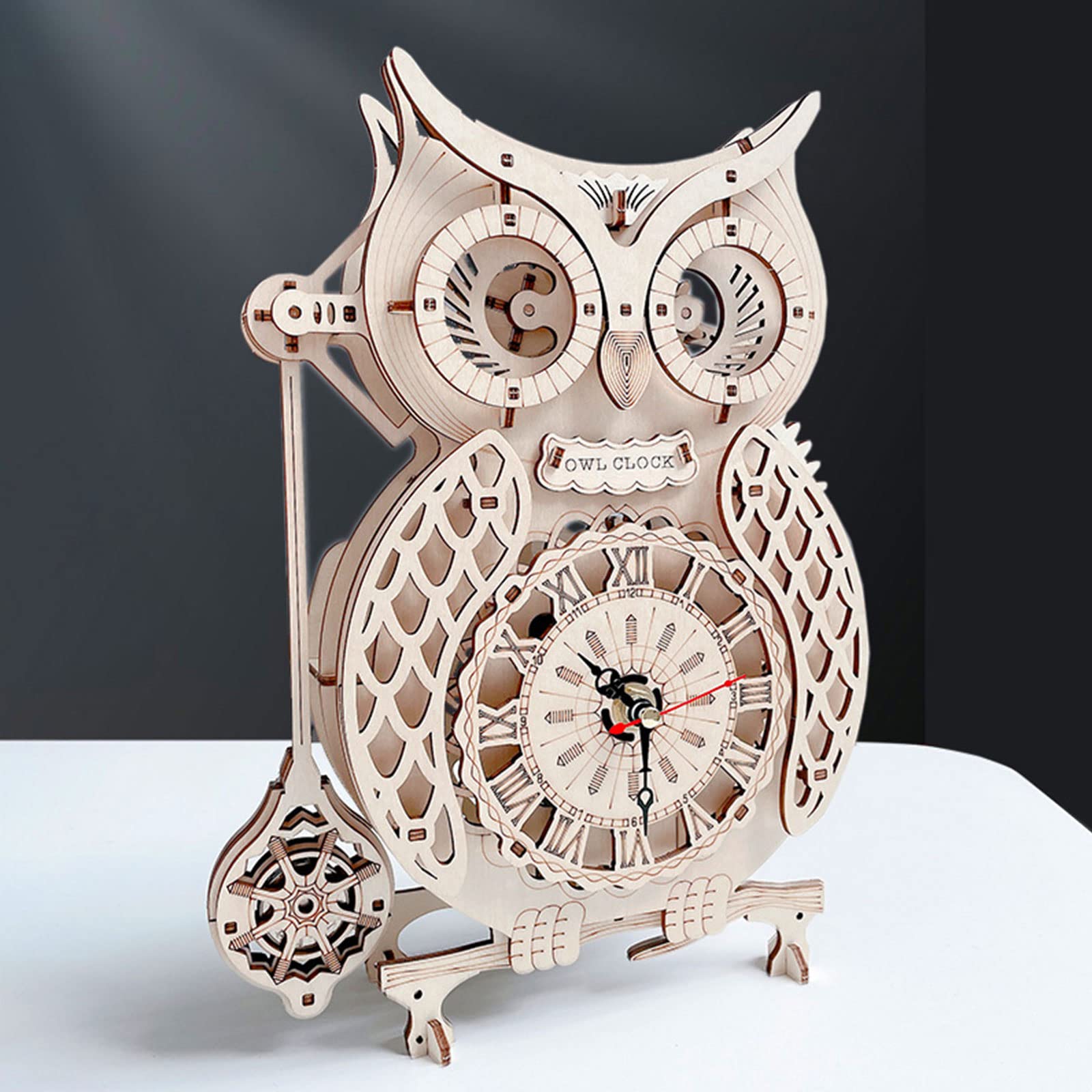 3D Wooden Puzzle Owl Clock Kit - DIY Wooden Model Building Kit for Adults & Teens - Fun Animal Shaped Craft Toy for Home Decor & Gift Giving - Perfect for Relaxation, STEM Learning & Creative Home Office Decor
