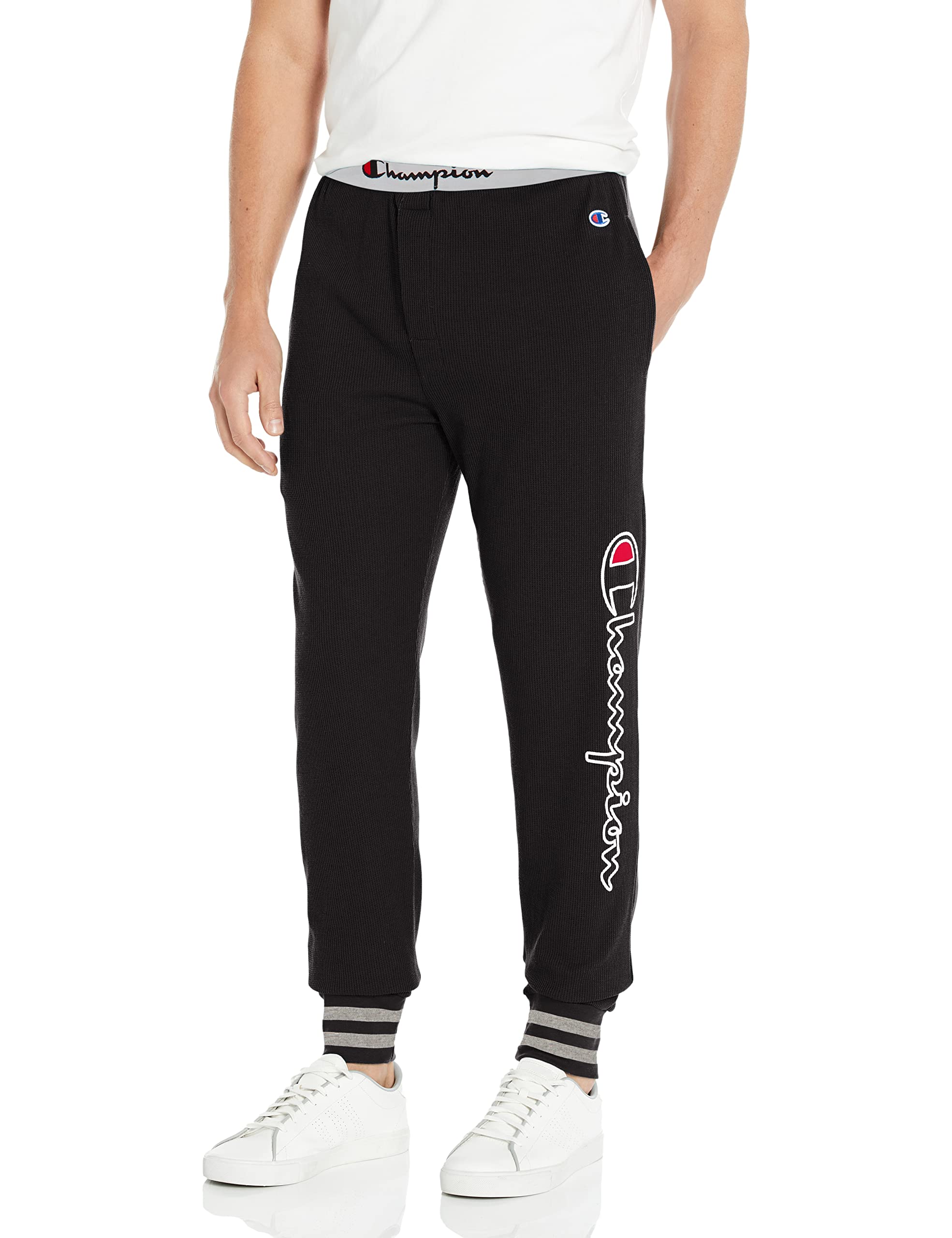 Champion Men's Waffle Rib Cuff Sleep Pants - Soft & Comfortable Lounge Pajama Bottoms for Relaxing at Home, Sleeping & Lounging