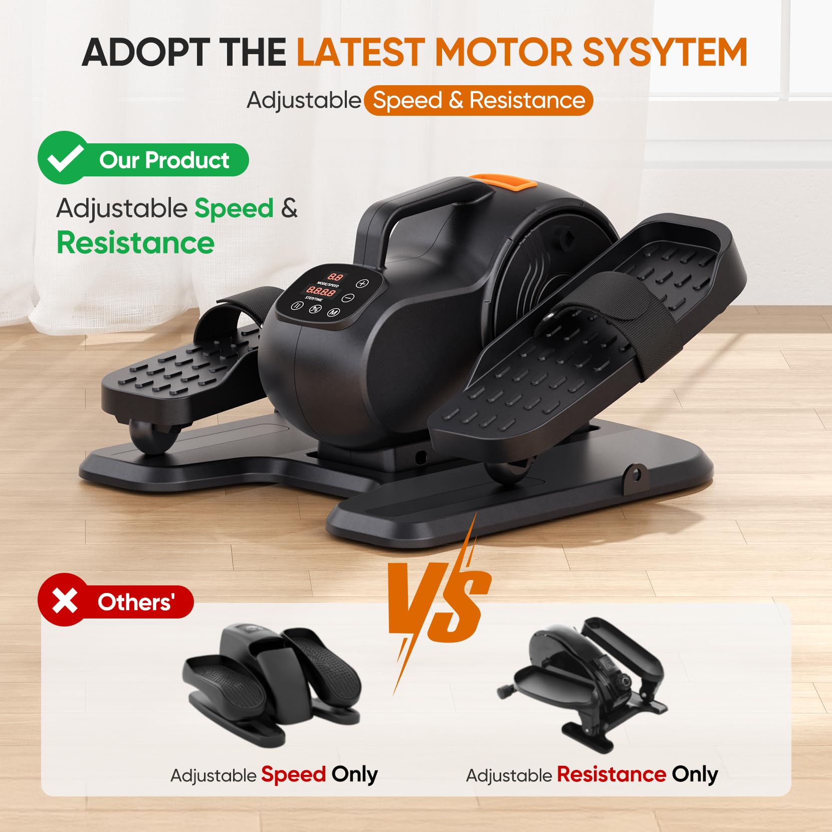 Dripex Under Desk Elliptical Machine - Electric Leg Exerciser with 10 Speed & Resistance Levels, Remote Control - Compact Seated Pedal Exercise Equipment for Home & Office Workouts - Perfect for Seniors, Office Workers & Home Fitness Enthusiasts