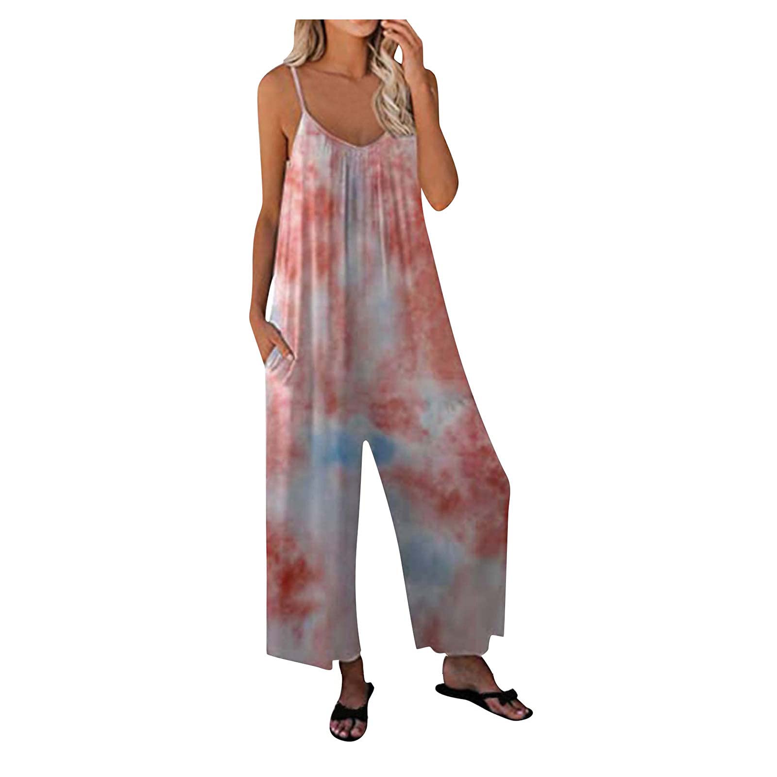 Women's Fashion Halter Jumpsuit with Suspenders - Loose Casual Tie-Dye Print Romper for Women & Girls | Perfect for Summer Outfits, Beach Vacations & Casual Wear