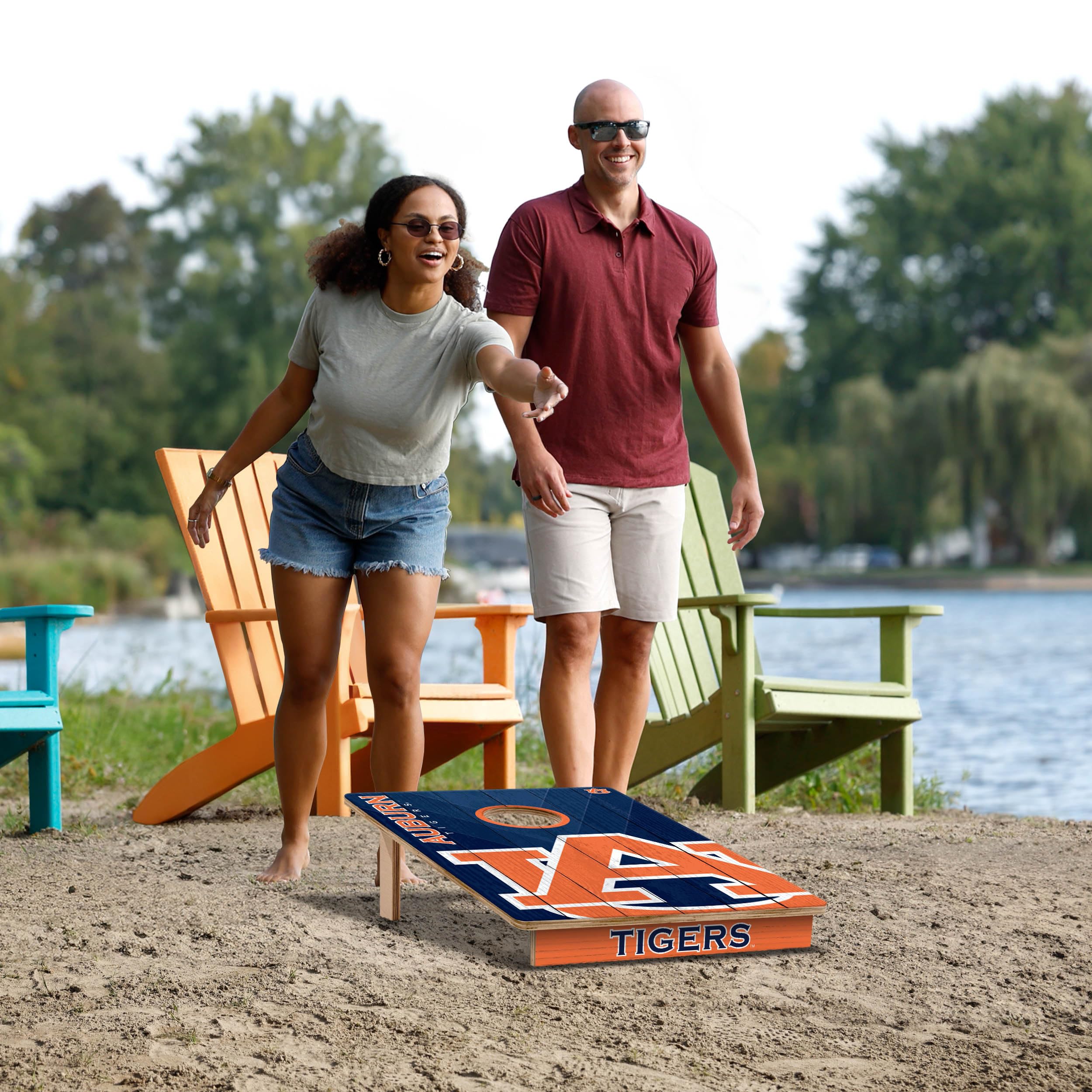 YouTheFan NCAA 2' x 3' Wood Cornhole Game Set with Logo Bags - Perfect for Tailgating, Backyard Parties, and College Sports Events