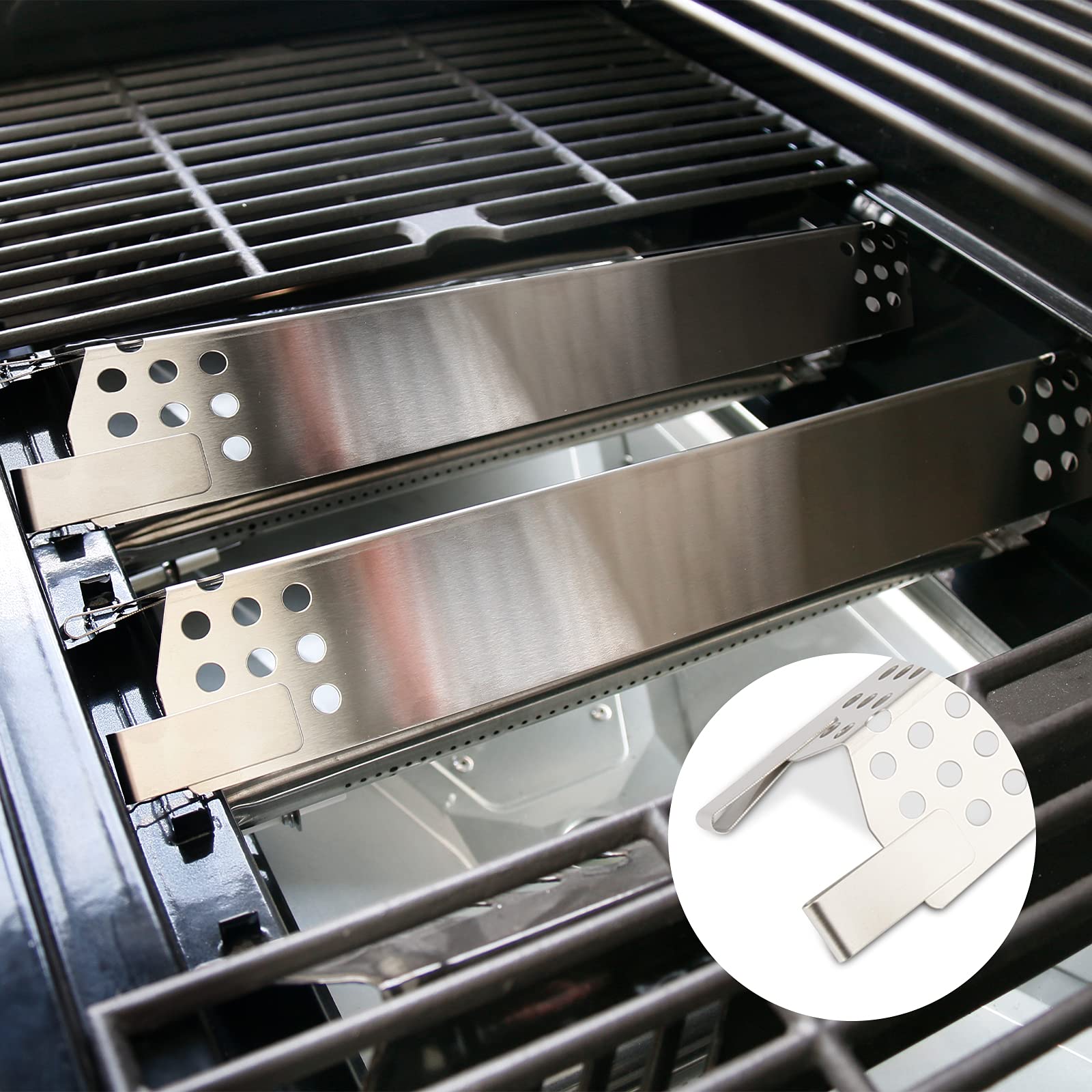 Hisencn Stainless Steel Gas Grill Replacement Parts Kit for Master Forge Models 1010037 & 1010048 - Burners, Heat Plates, Tent Shield & Cooking Grids - Perfect for Backyard BBQ, Outdoor Cooking & Grill Repair