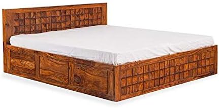 Premium Solid Sheesham Wood King Size Bed Frame with Diamond Design - Elegant & Durable Bedroom Furniture for Master Suite or Guest Room